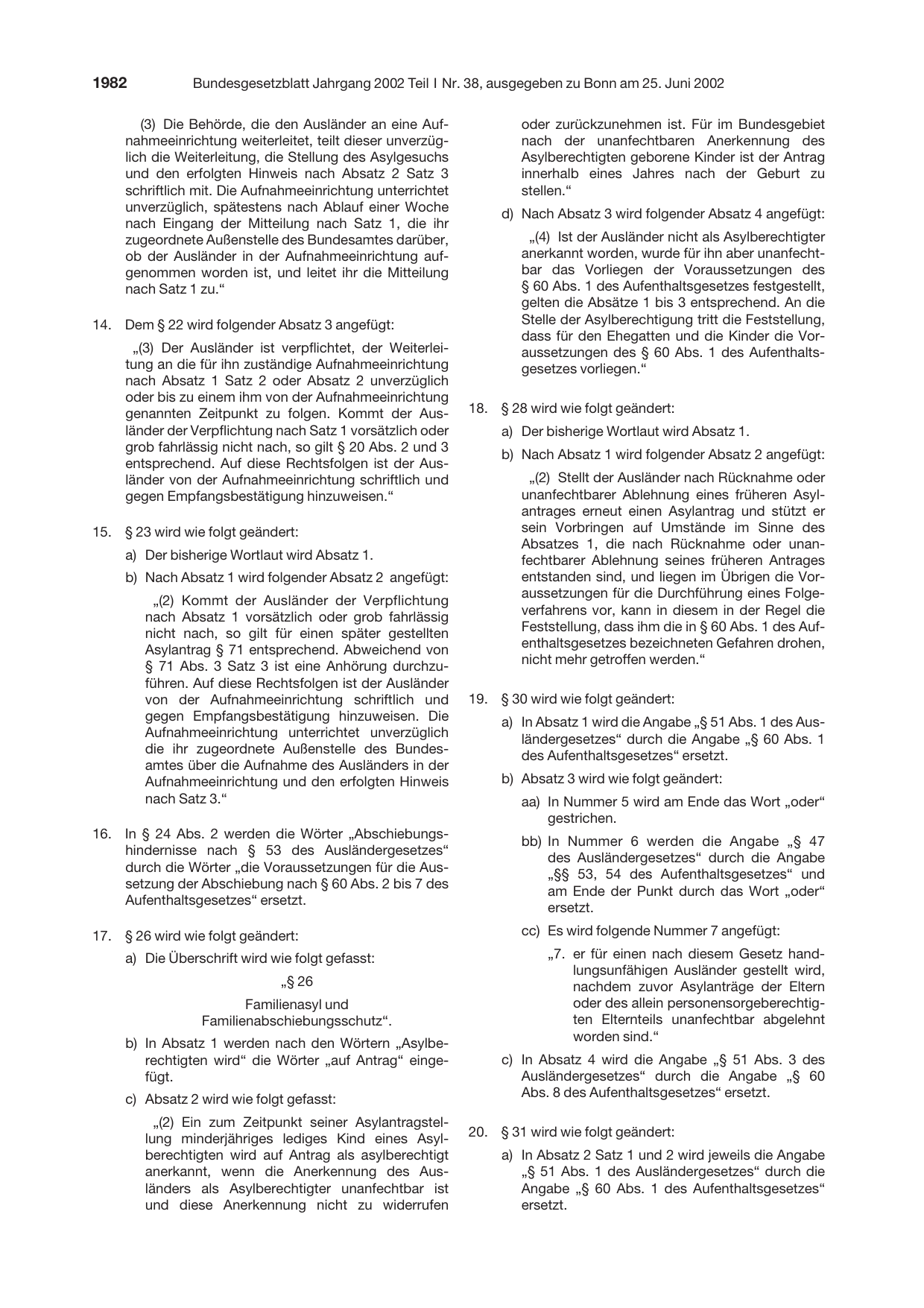 BGBl. 2002, Seite 1982 — Originalseite als Abbildung