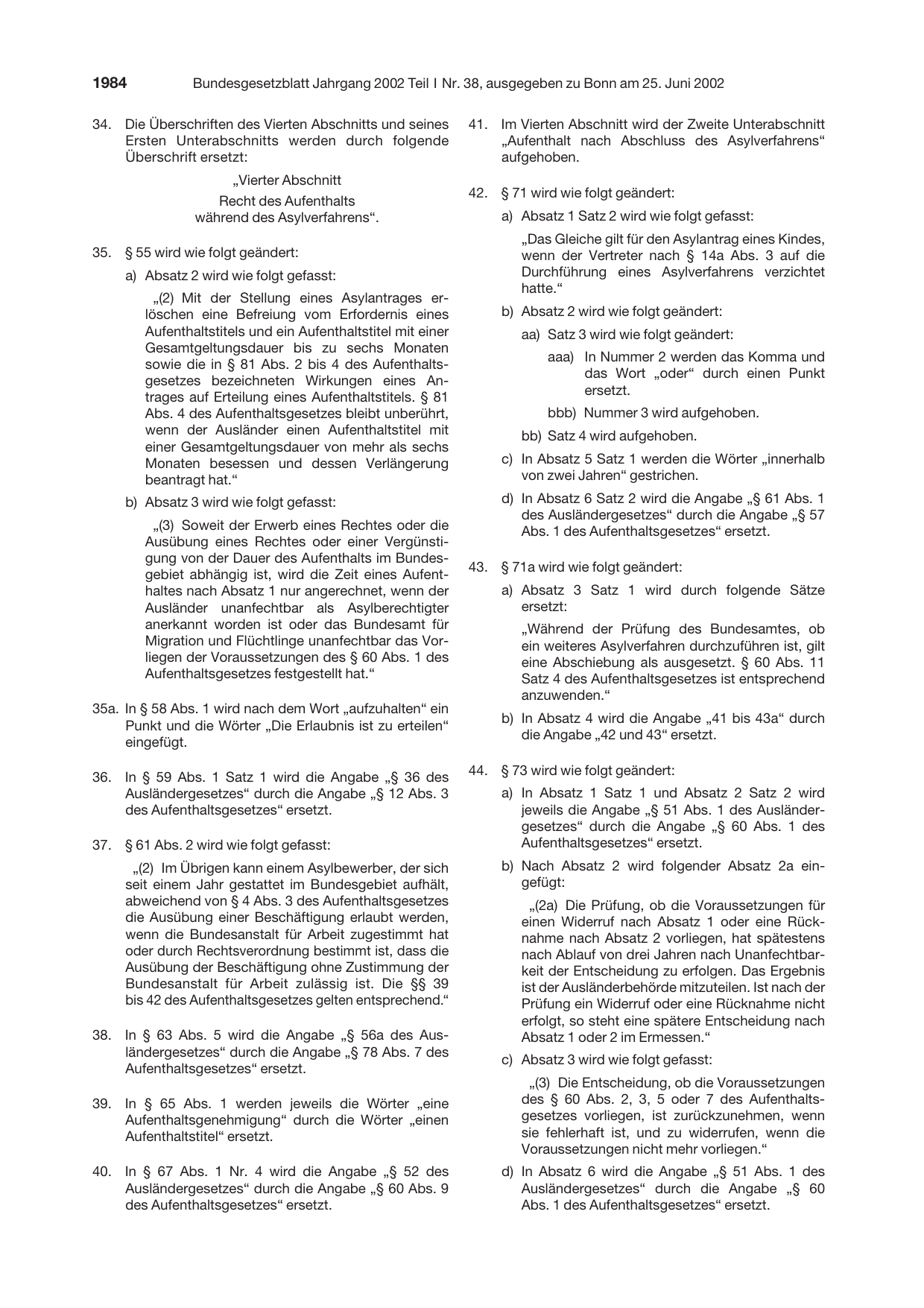 BGBl. 2002, Seite 1984 — Originalseite als Abbildung