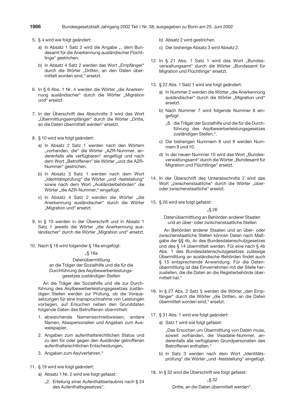 BGBl. 2002, Seite 1986 — Originalseite als Abbildung