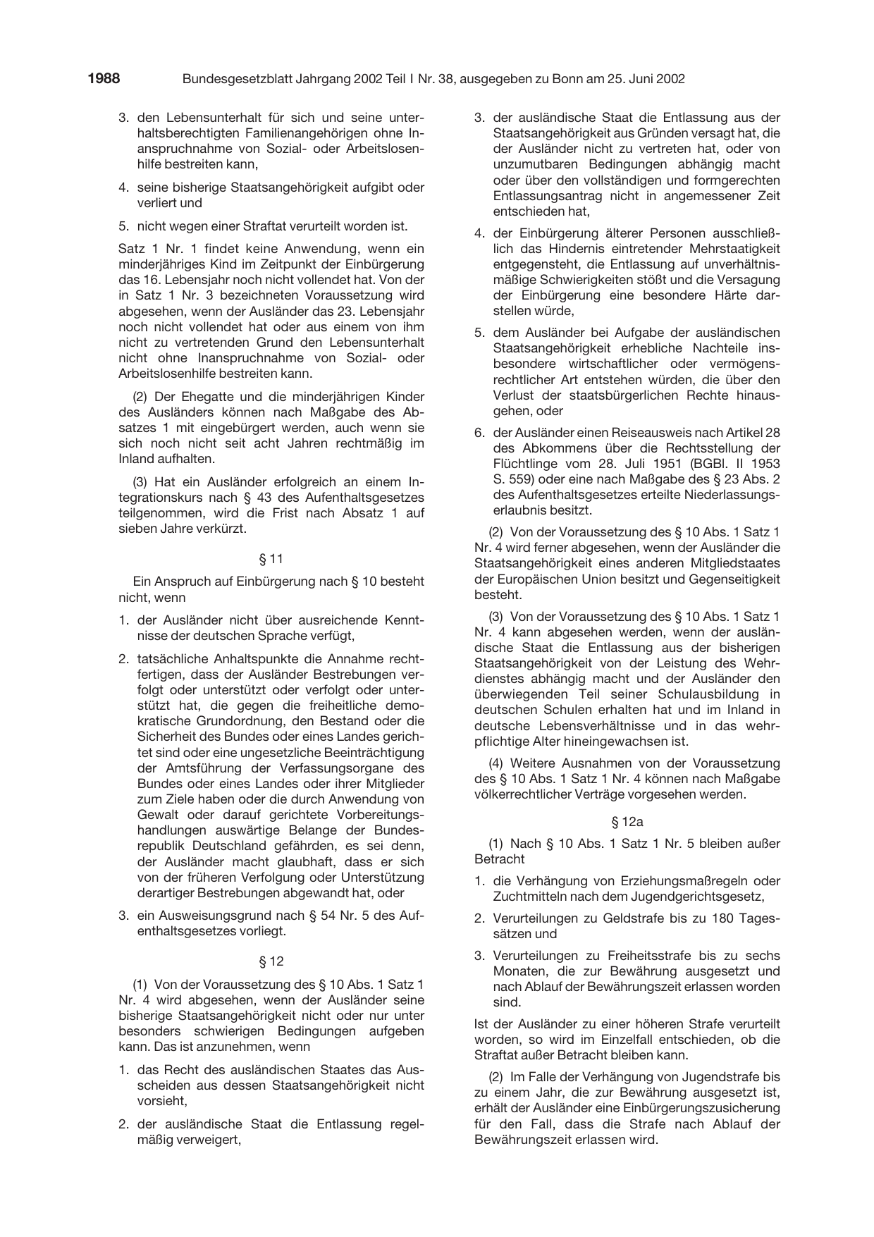 BGBl. 2002, Seite 1988 — Originalseite als Abbildung