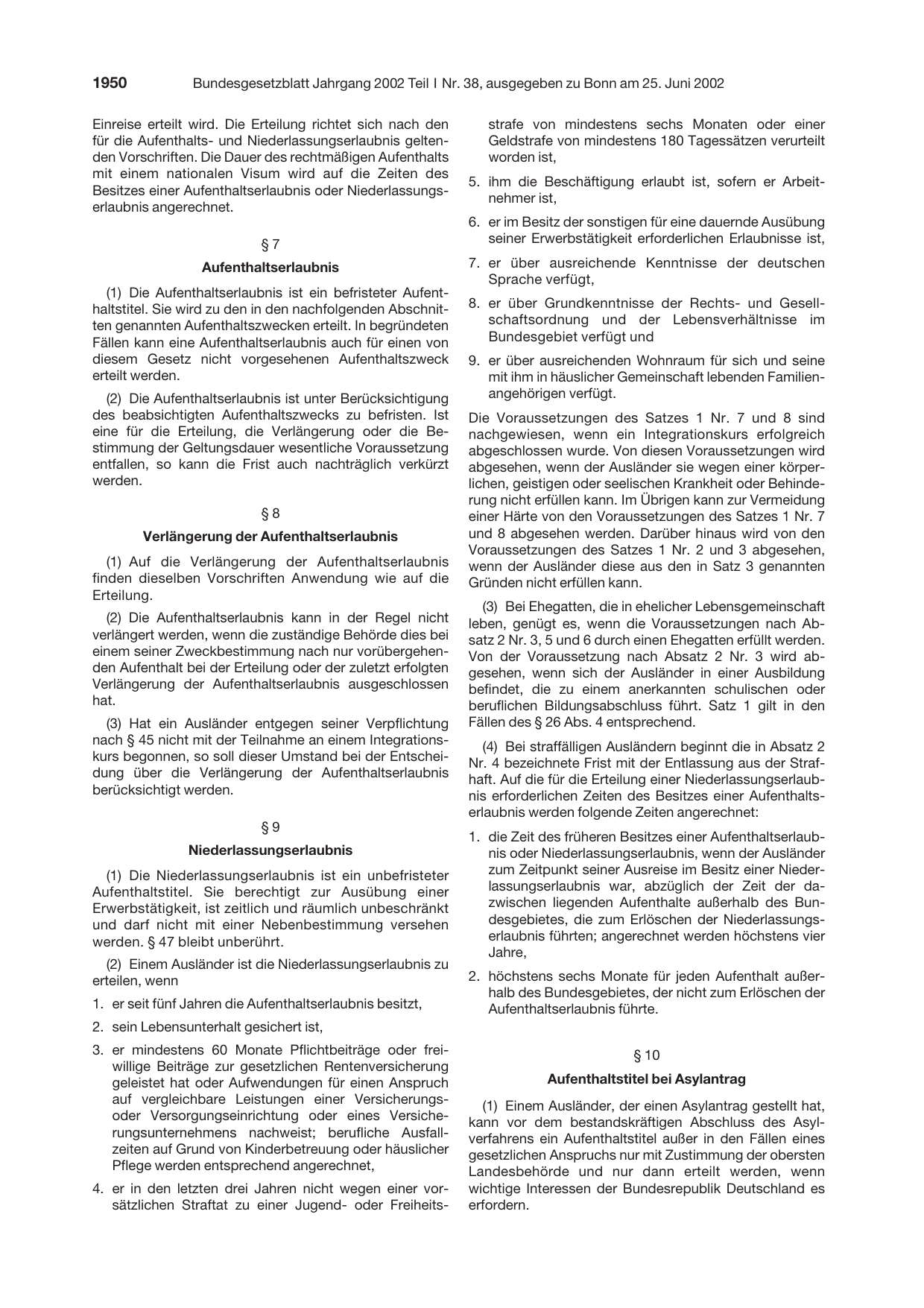 BGBl. 2002, Seite 1950 — Originalseite als Abbildung