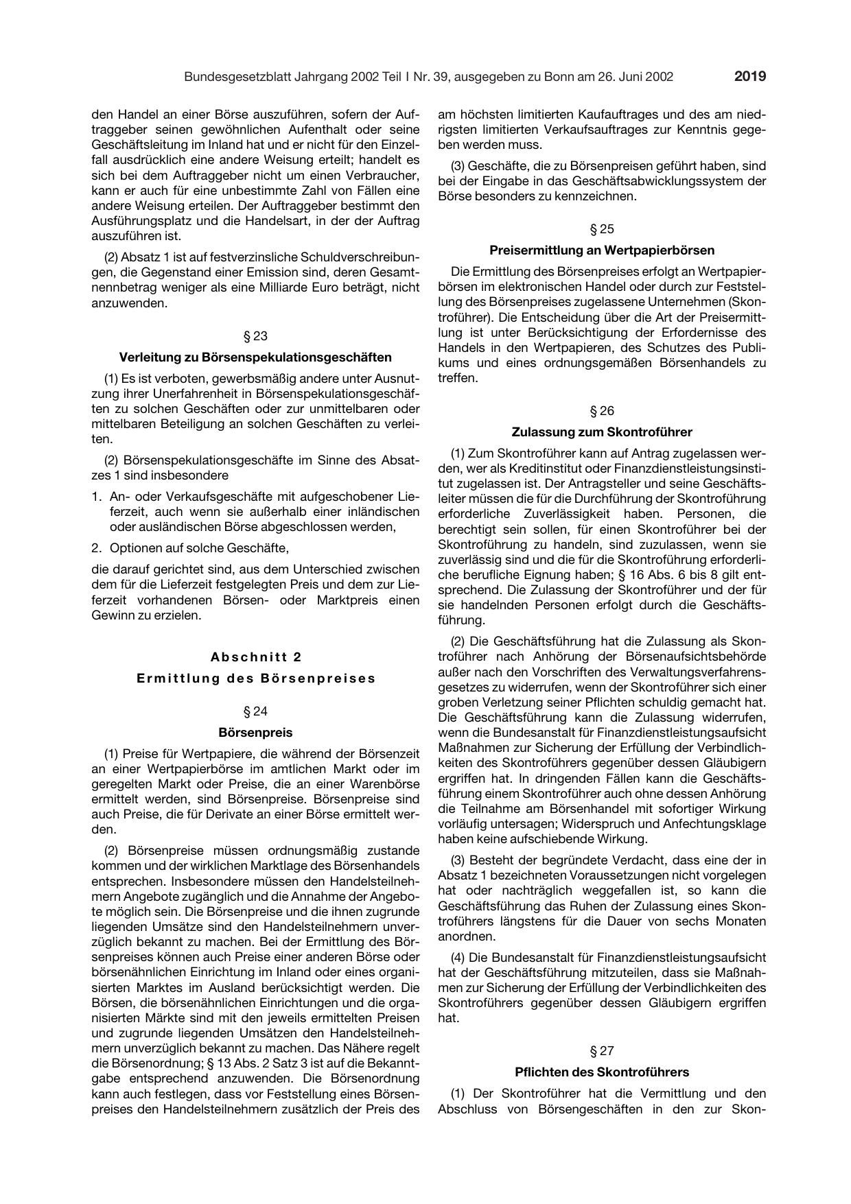 BGBl. 2002, Seite 2019 — Originalseite als Abbildung