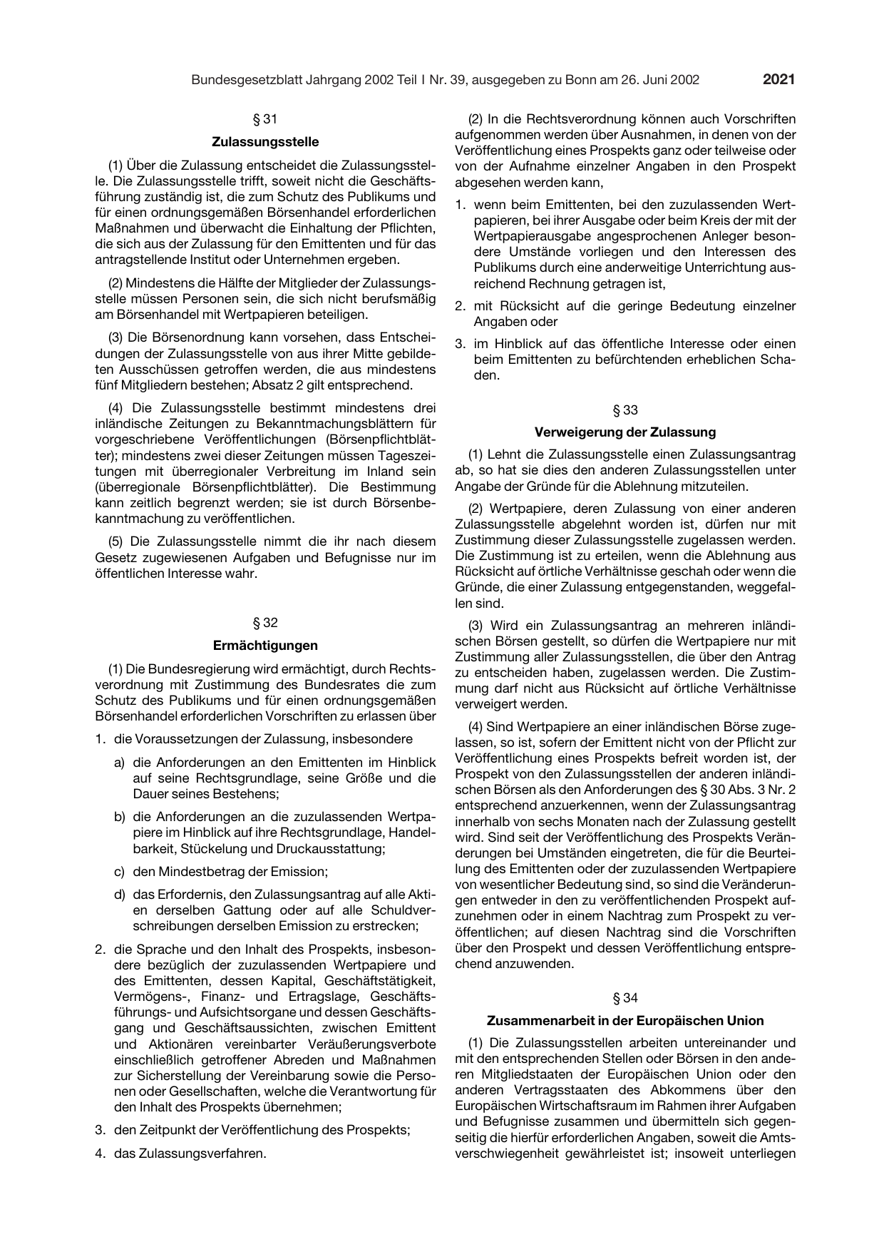 BGBl. 2002, Seite 2021 — Originalseite als Abbildung