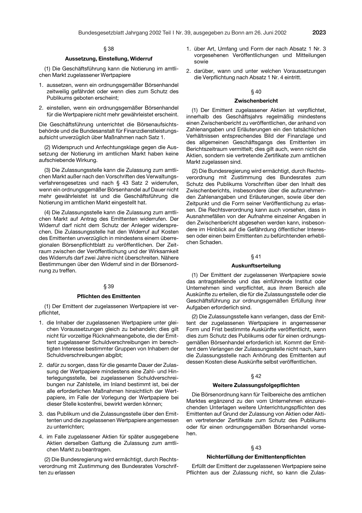 BGBl. 2002, Seite 2023 — Originalseite als Abbildung