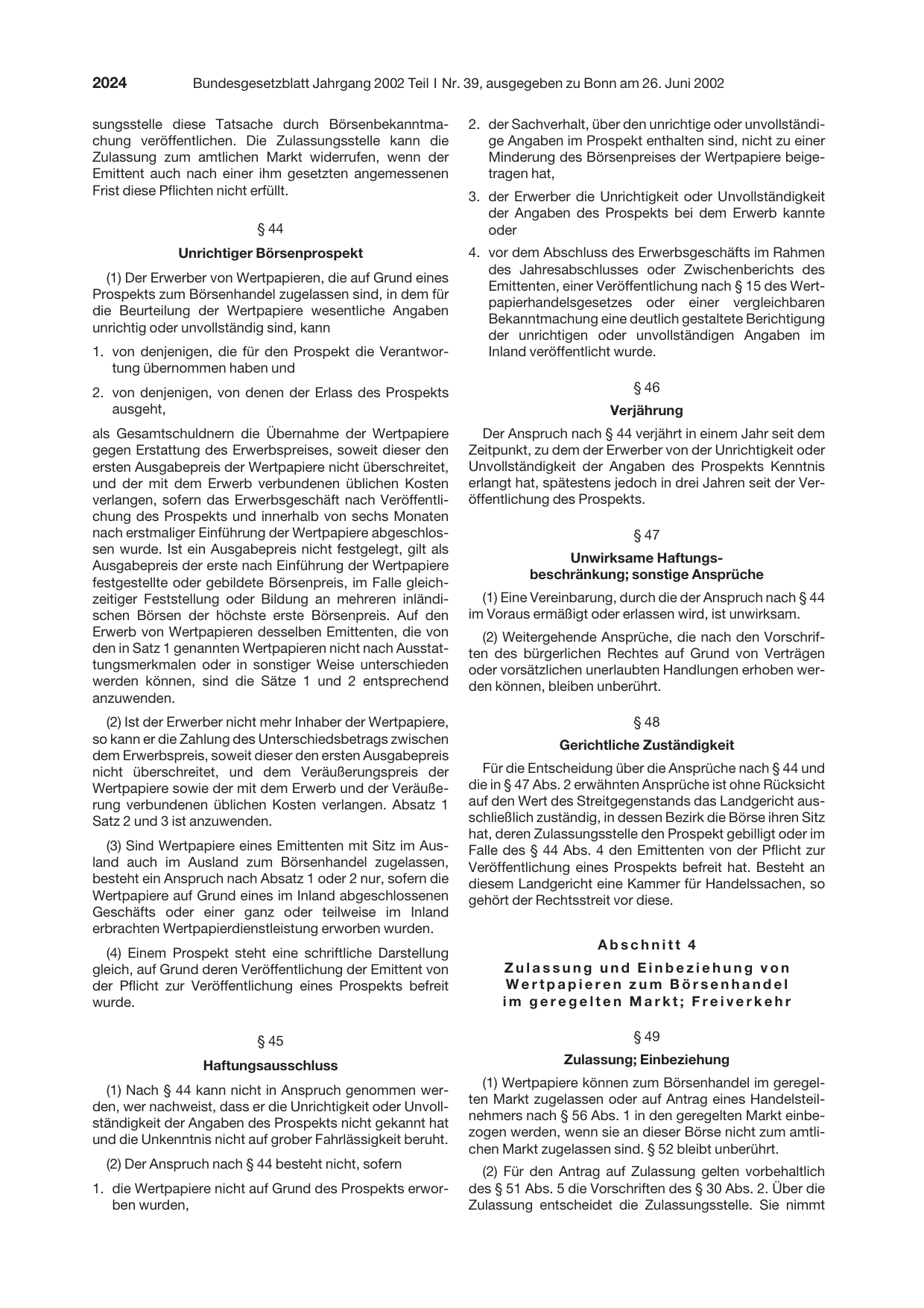 BGBl. 2002, Seite 2024 — Originalseite als Abbildung