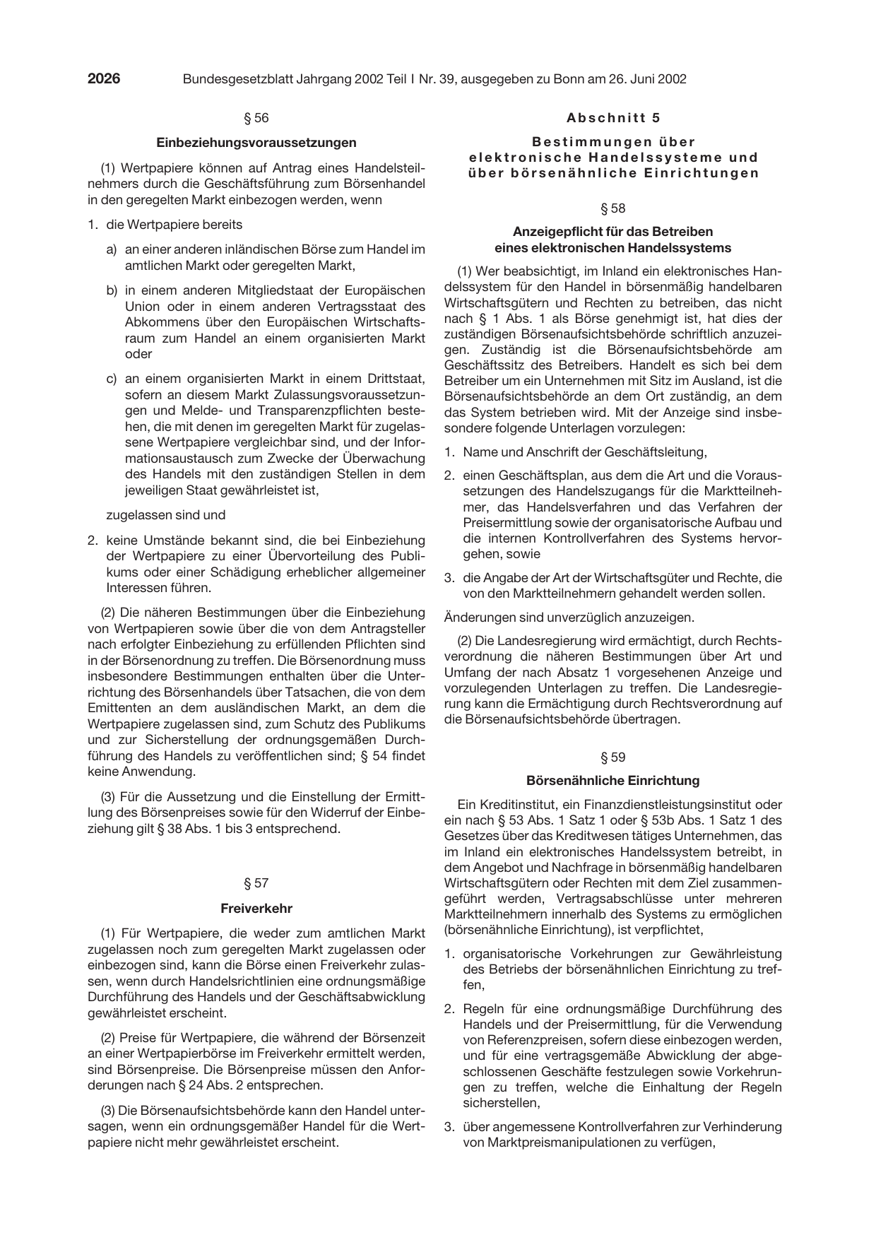 BGBl. 2002, Seite 2026 — Originalseite als Abbildung