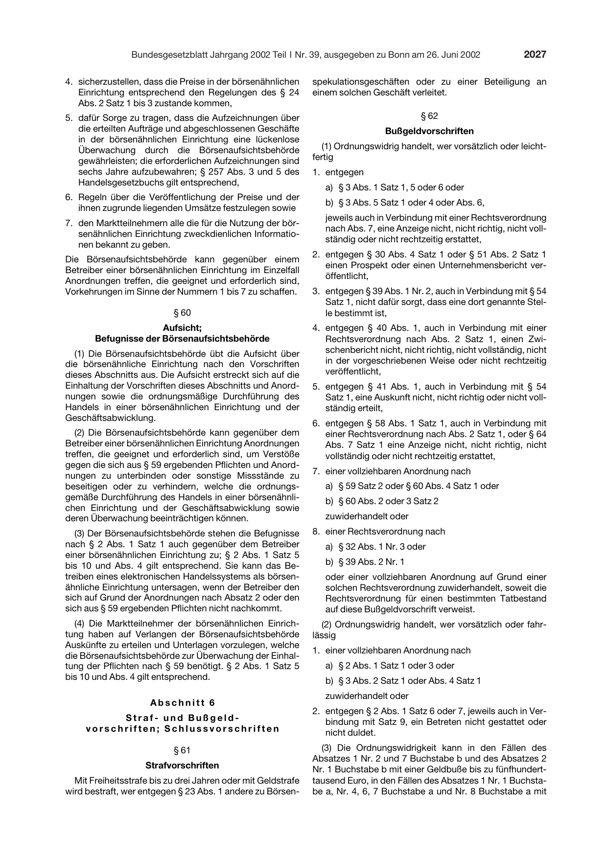 BGBl. 2002, Seite 2027 — Originalseite als Abbildung