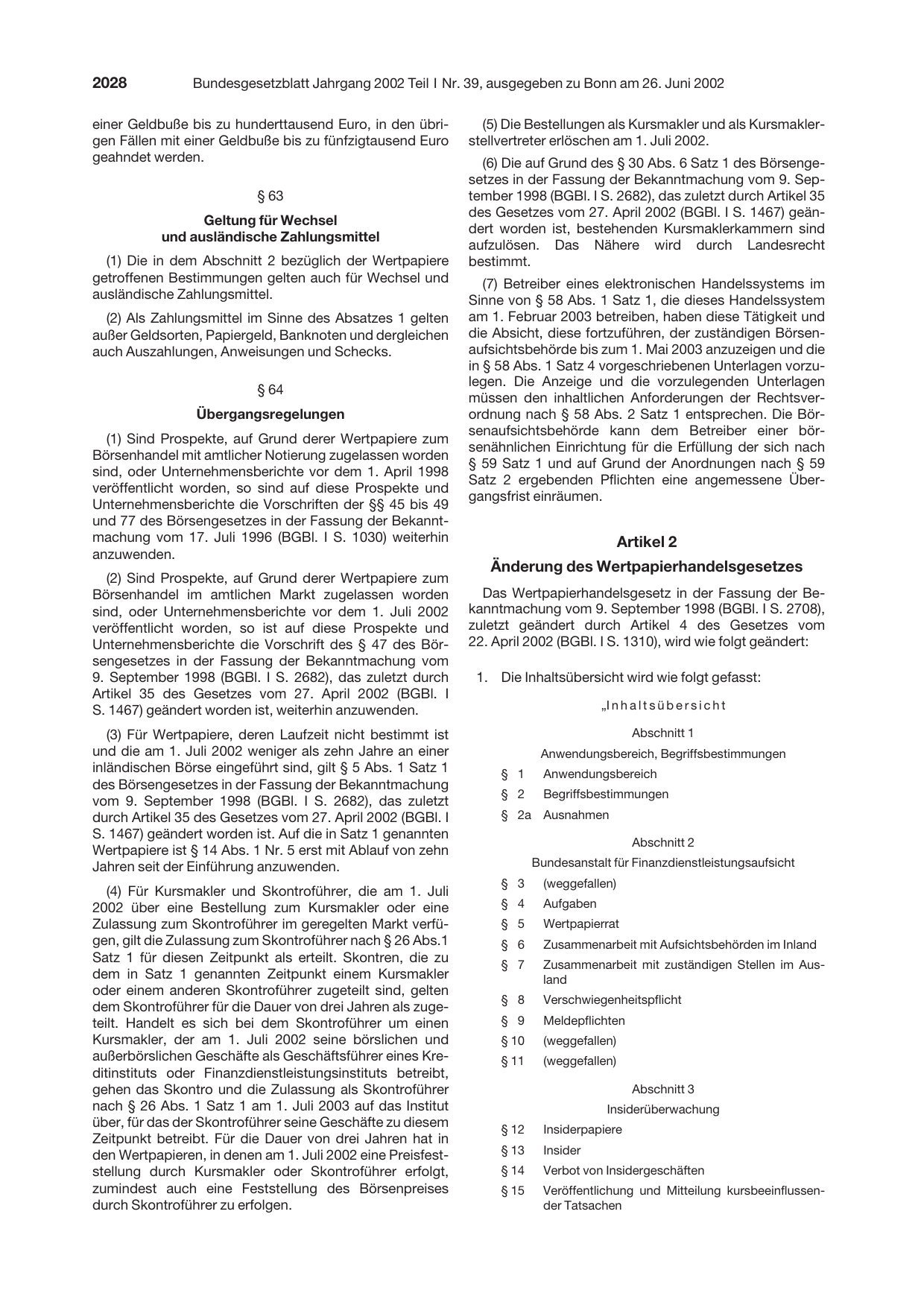 BGBl. 2002, Seite 2028 — Originalseite als Abbildung