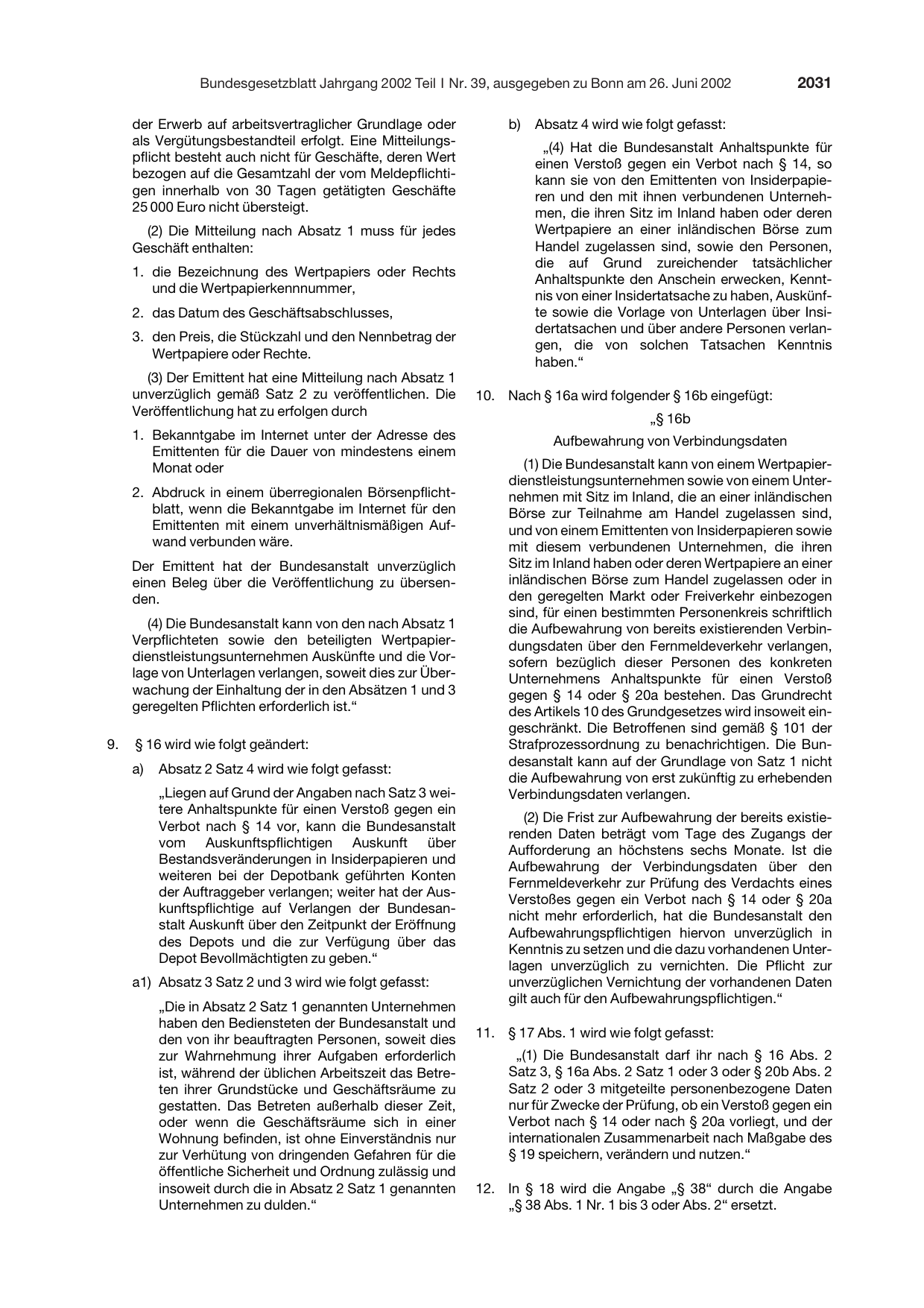 BGBl. 2002, Seite 2031 — Originalseite als Abbildung