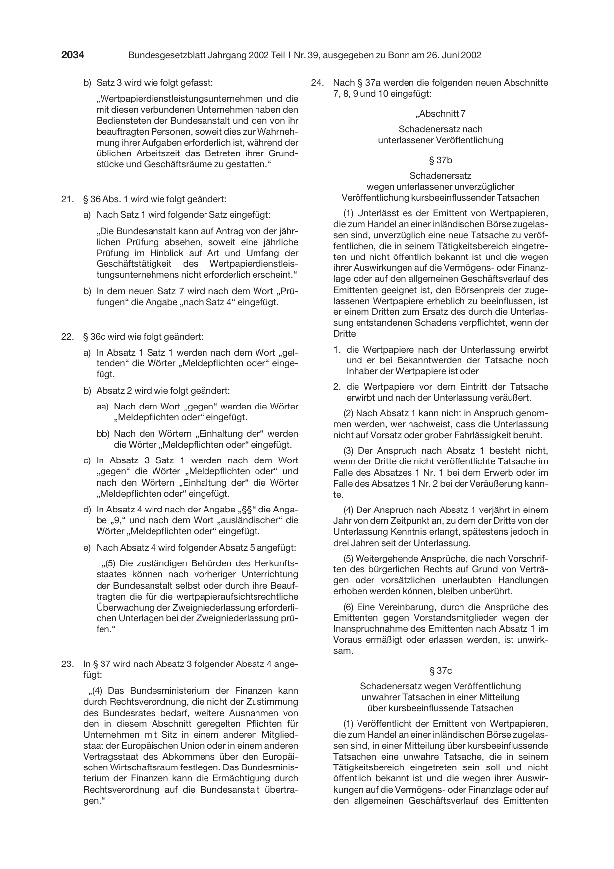 BGBl. 2002, Seite 2034 — Originalseite als Abbildung