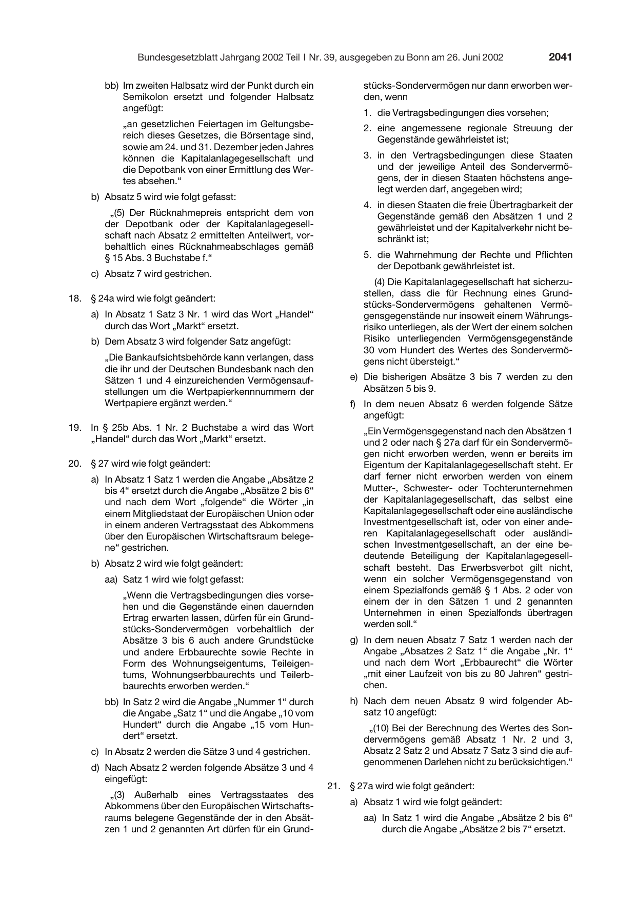 BGBl. 2002, Seite 2041 — Originalseite als Abbildung