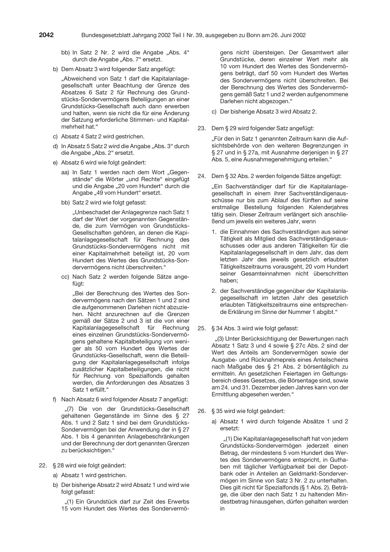 BGBl. 2002, Seite 2042 — Originalseite als Abbildung