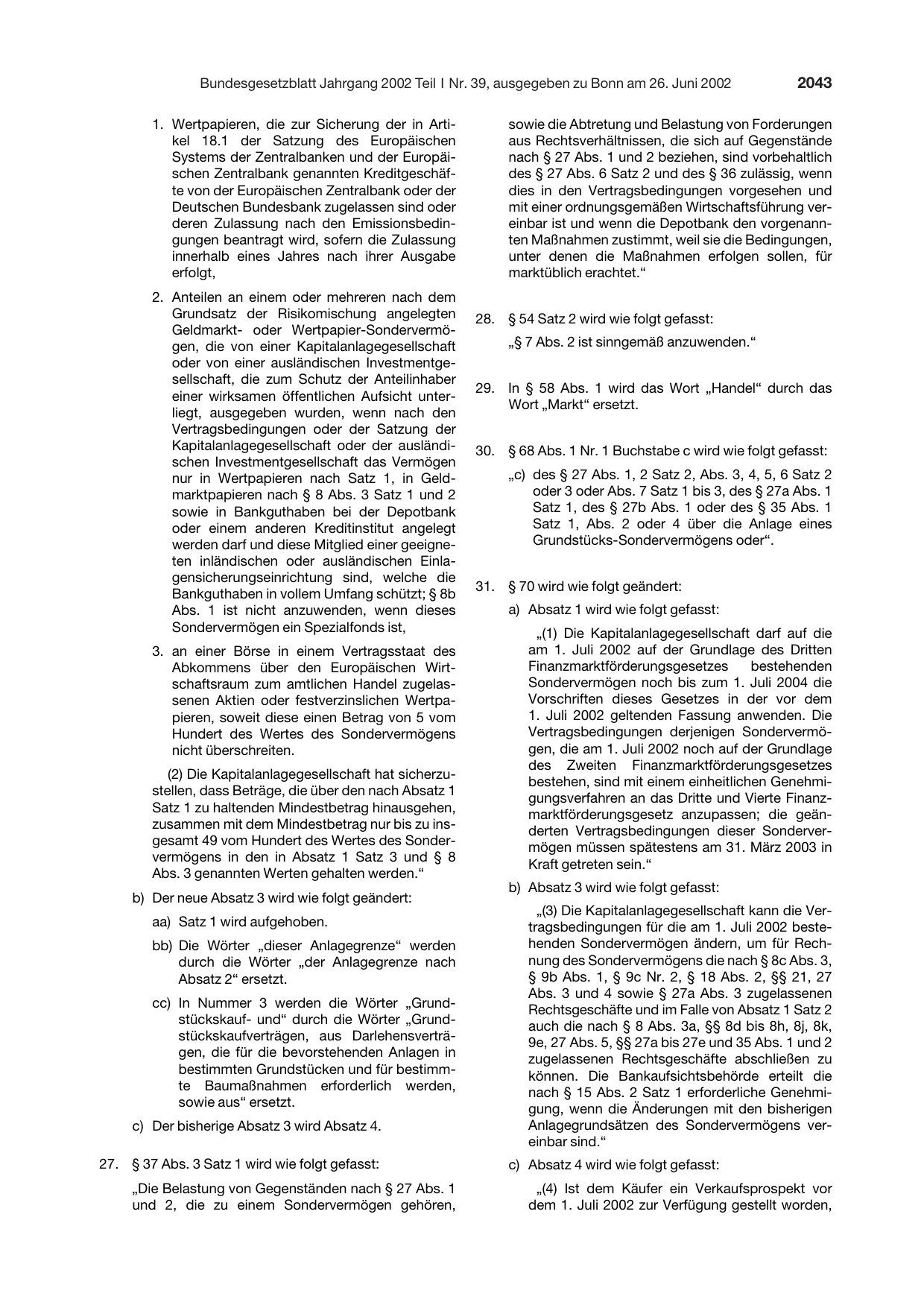 BGBl. 2002, Seite 2043 — Originalseite als Abbildung