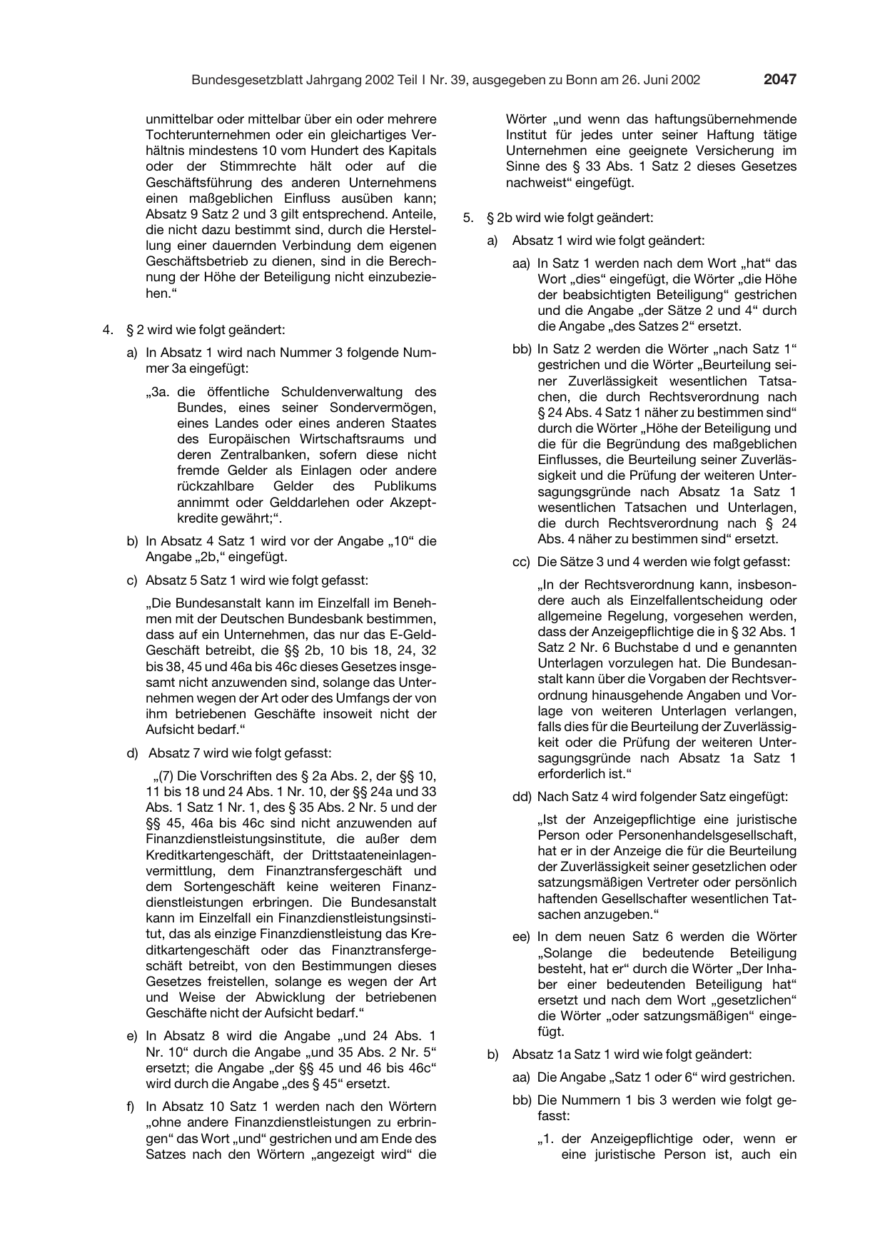 BGBl. 2002, Seite 2047 — Originalseite als Abbildung