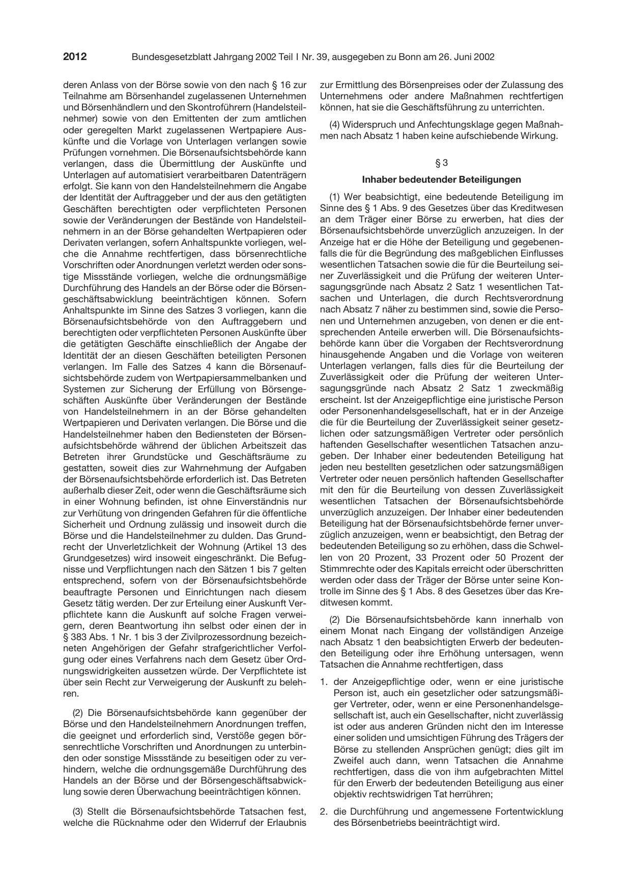 BGBl. 2002, Seite 2012 — Originalseite als Abbildung