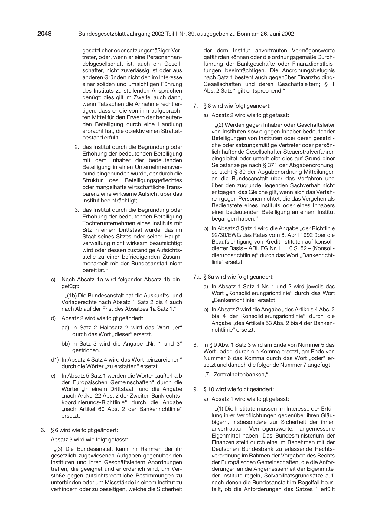 BGBl. 2002, Seite 2048 — Originalseite als Abbildung
