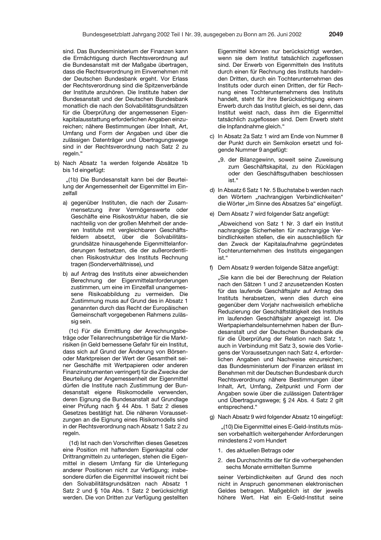 BGBl. 2002, Seite 2049 — Originalseite als Abbildung