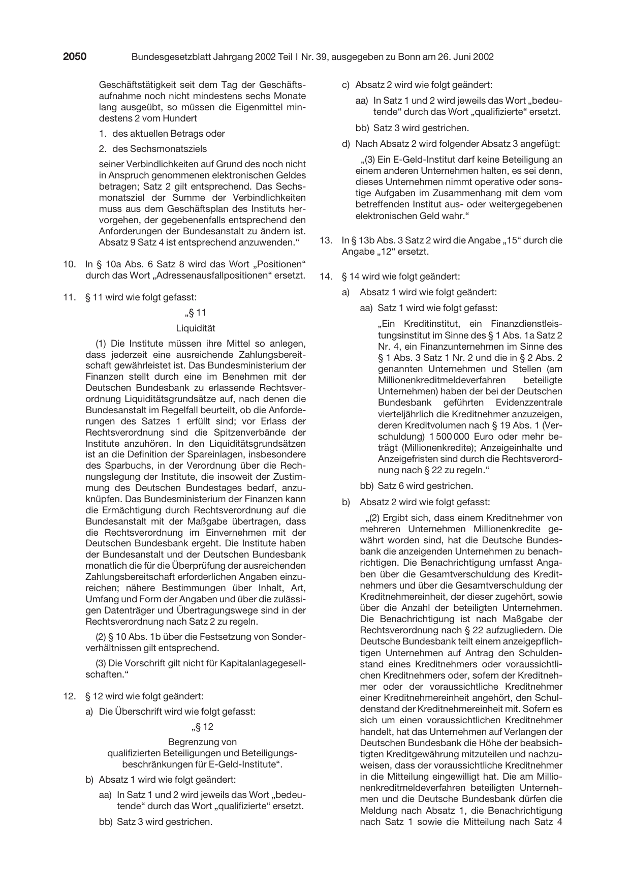 BGBl. 2002, Seite 2050 — Originalseite als Abbildung