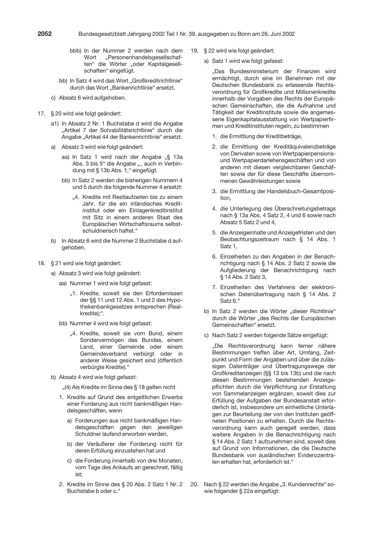 BGBl. 2002, Seite 2052 — Originalseite als Abbildung
