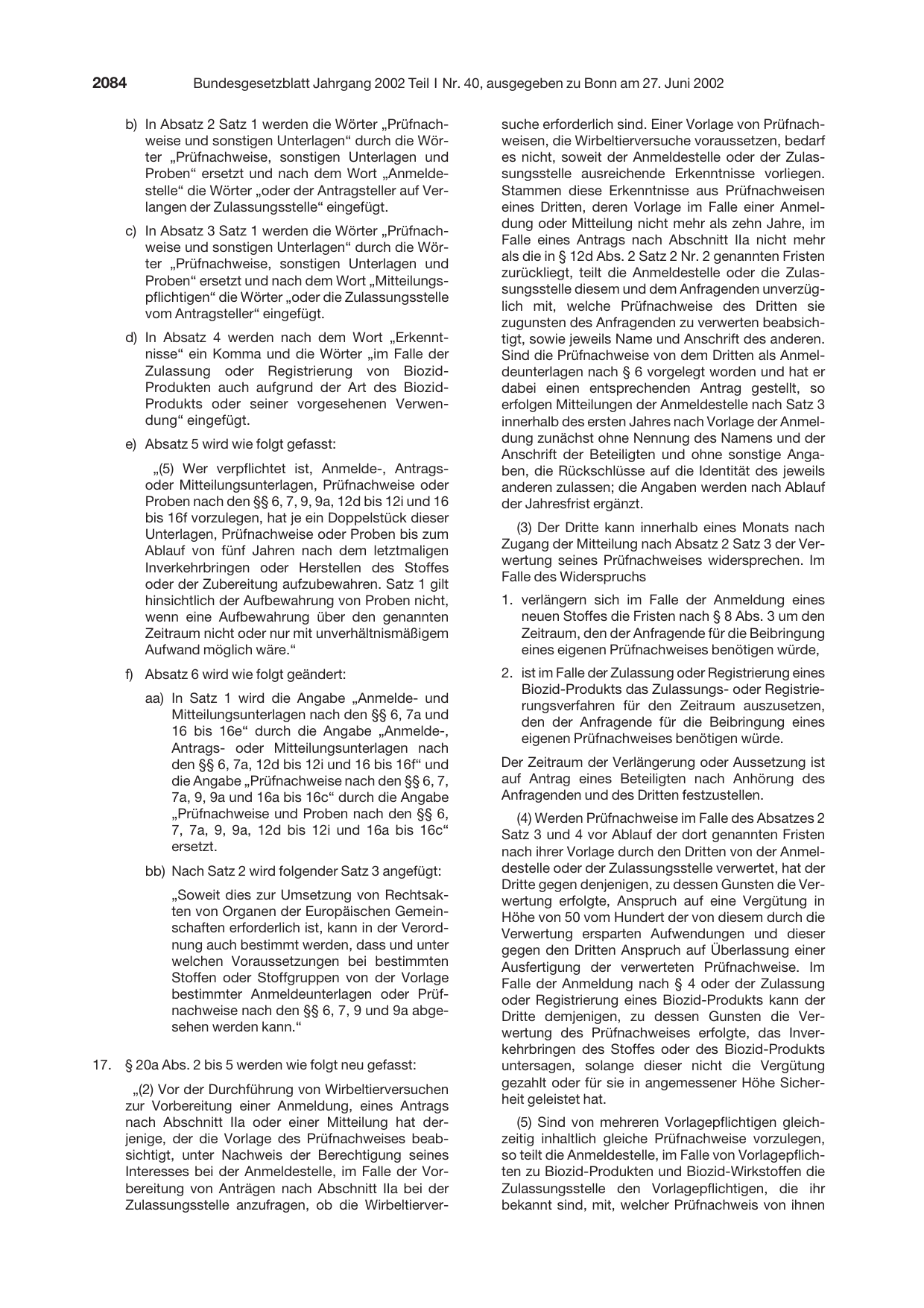 BGBl. 2002, Seite 2084 — Originalseite als Abbildung