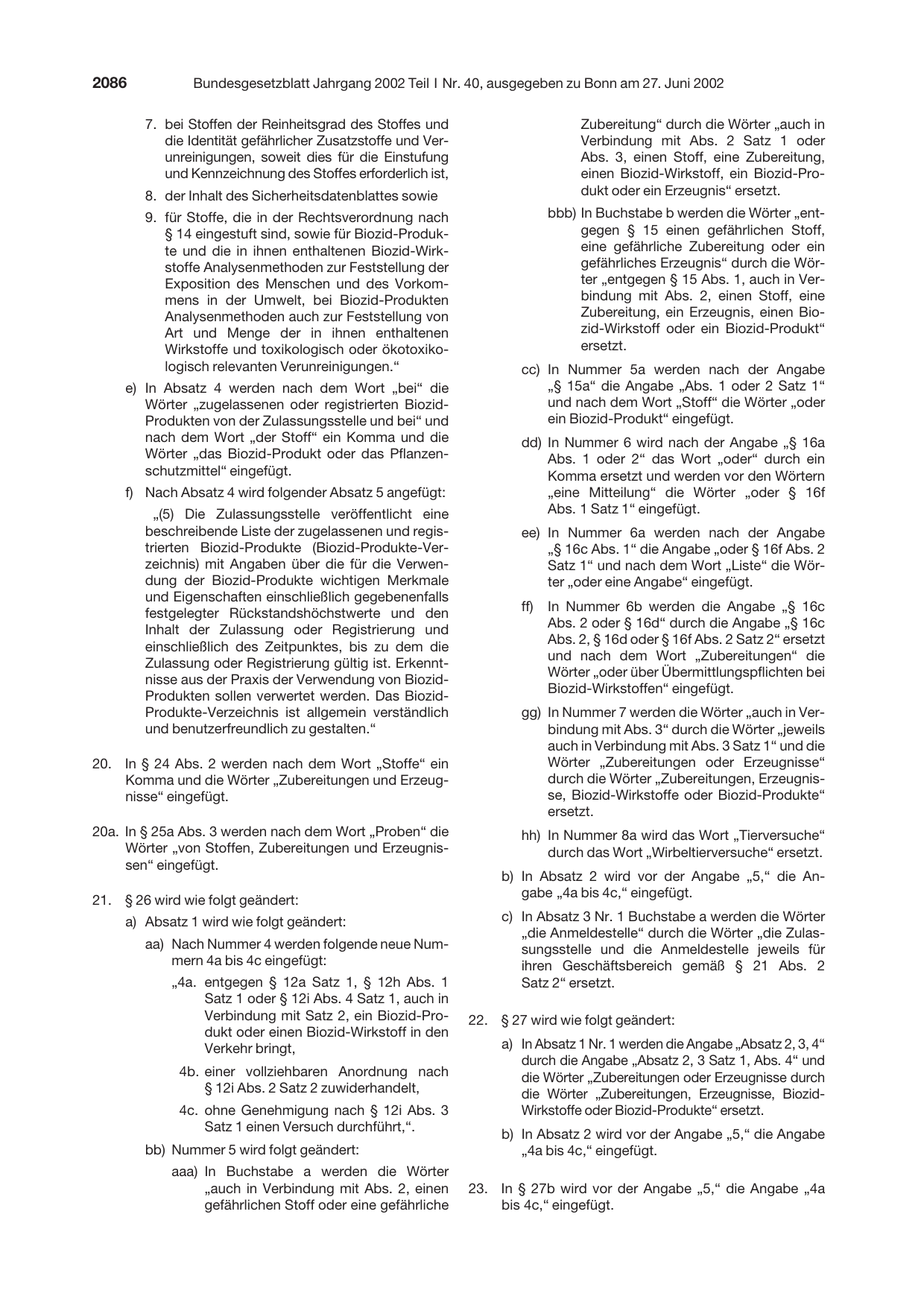 BGBl. 2002, Seite 2086 — Originalseite als Abbildung