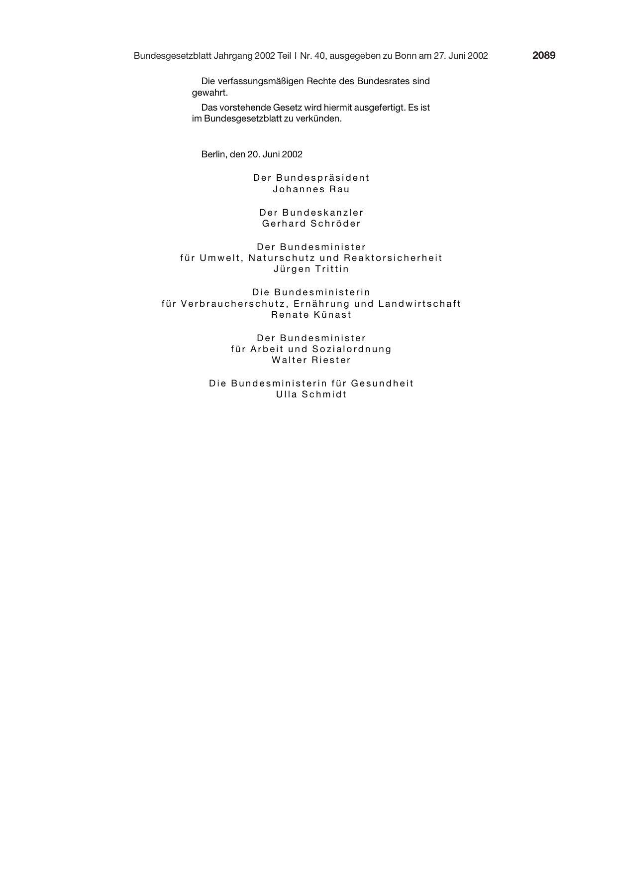 BGBl. 2002, Seite 2089 — Originalseite als Abbildung