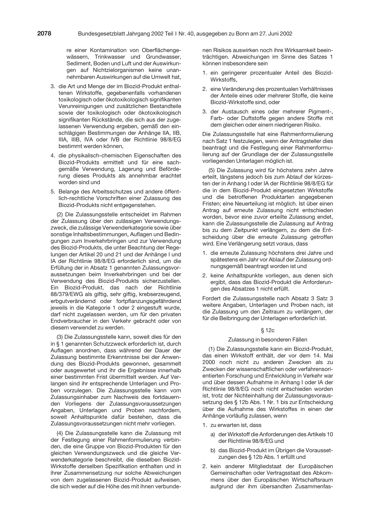 BGBl. 2002, Seite 2078 — Originalseite als Abbildung