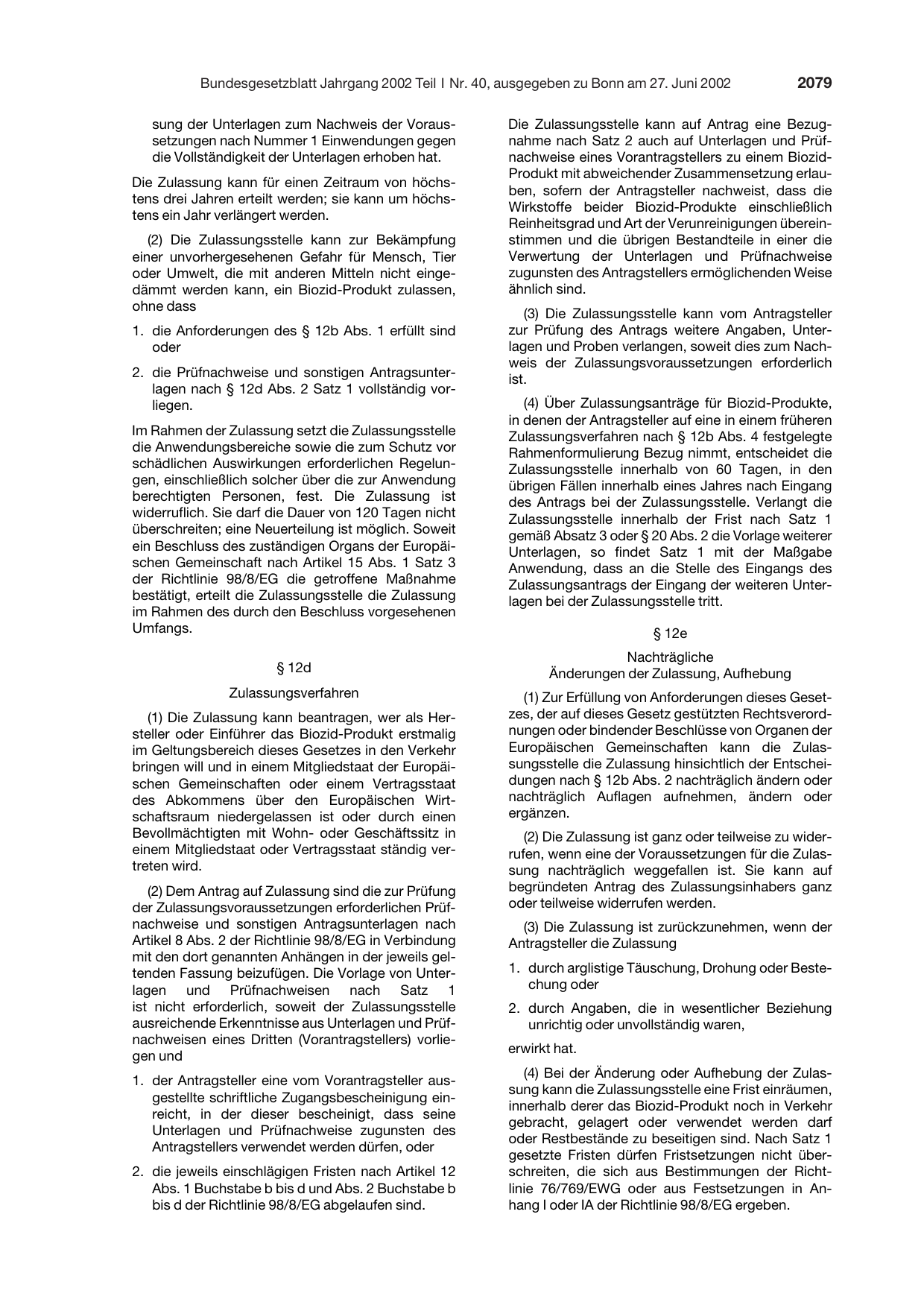 BGBl. 2002, Seite 2079 — Originalseite als Abbildung