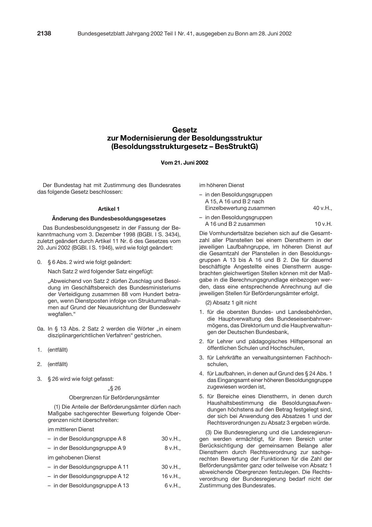 BGBl. 2002, Seite 2138 — Originalseite als Abbildung