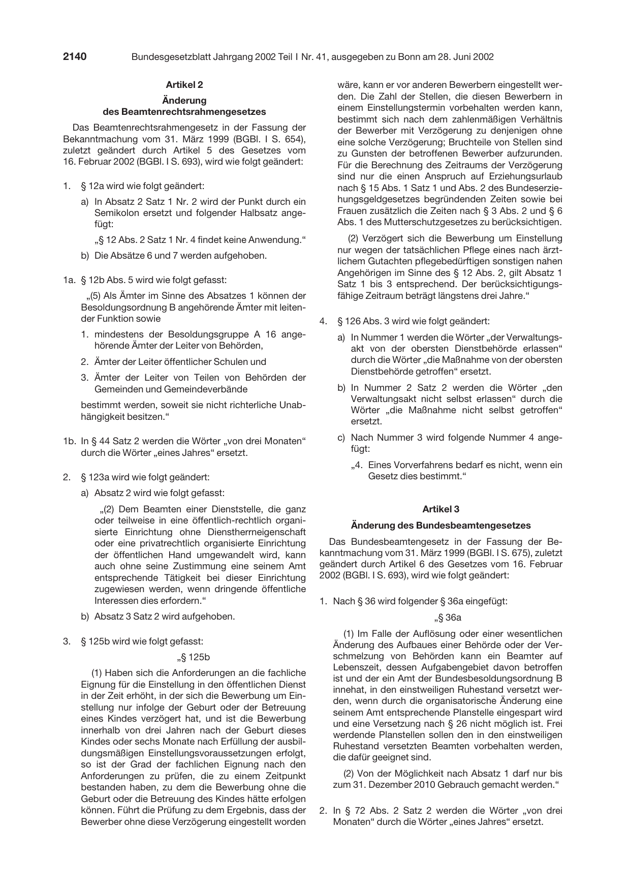 BGBl. 2002, Seite 2140 — Originalseite als Abbildung