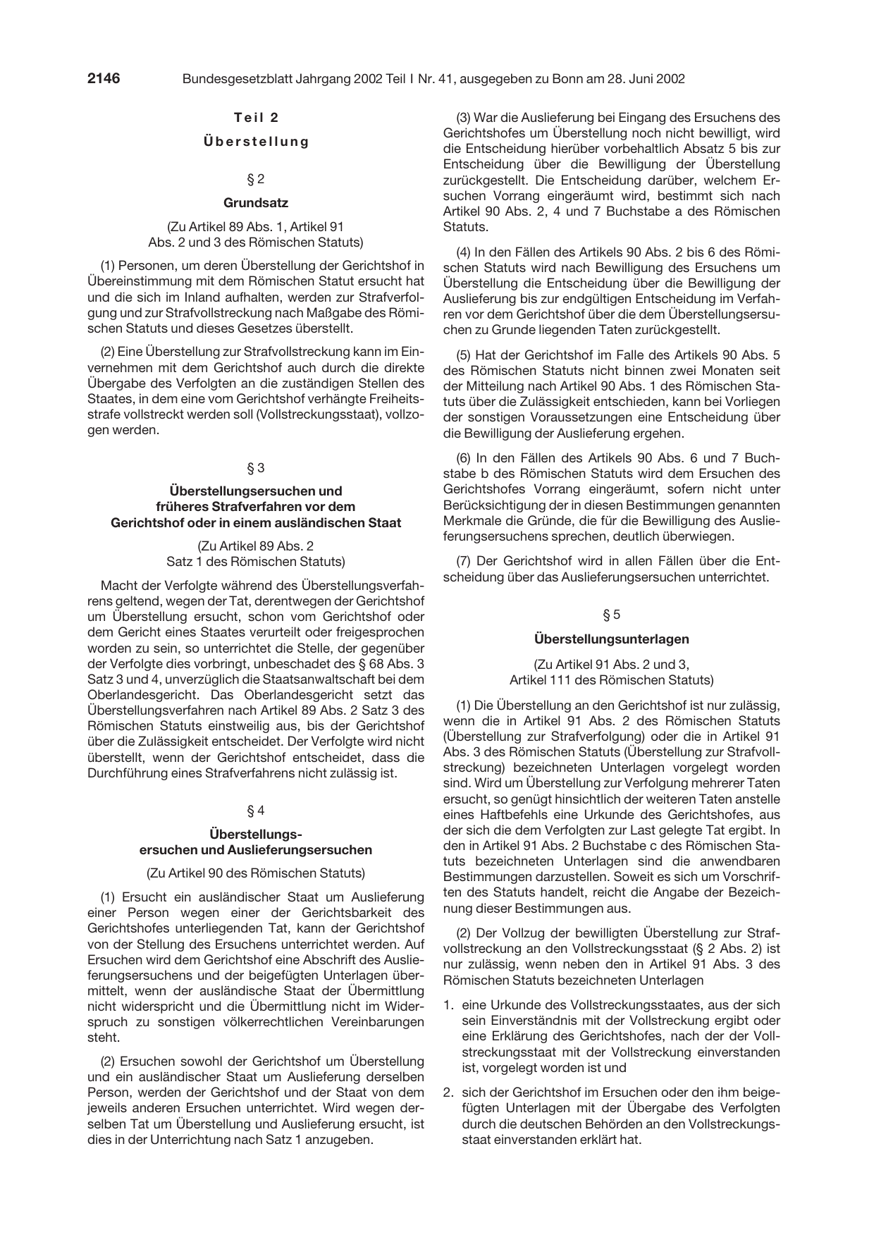 BGBl. 2002, Seite 2146 — Originalseite als Abbildung