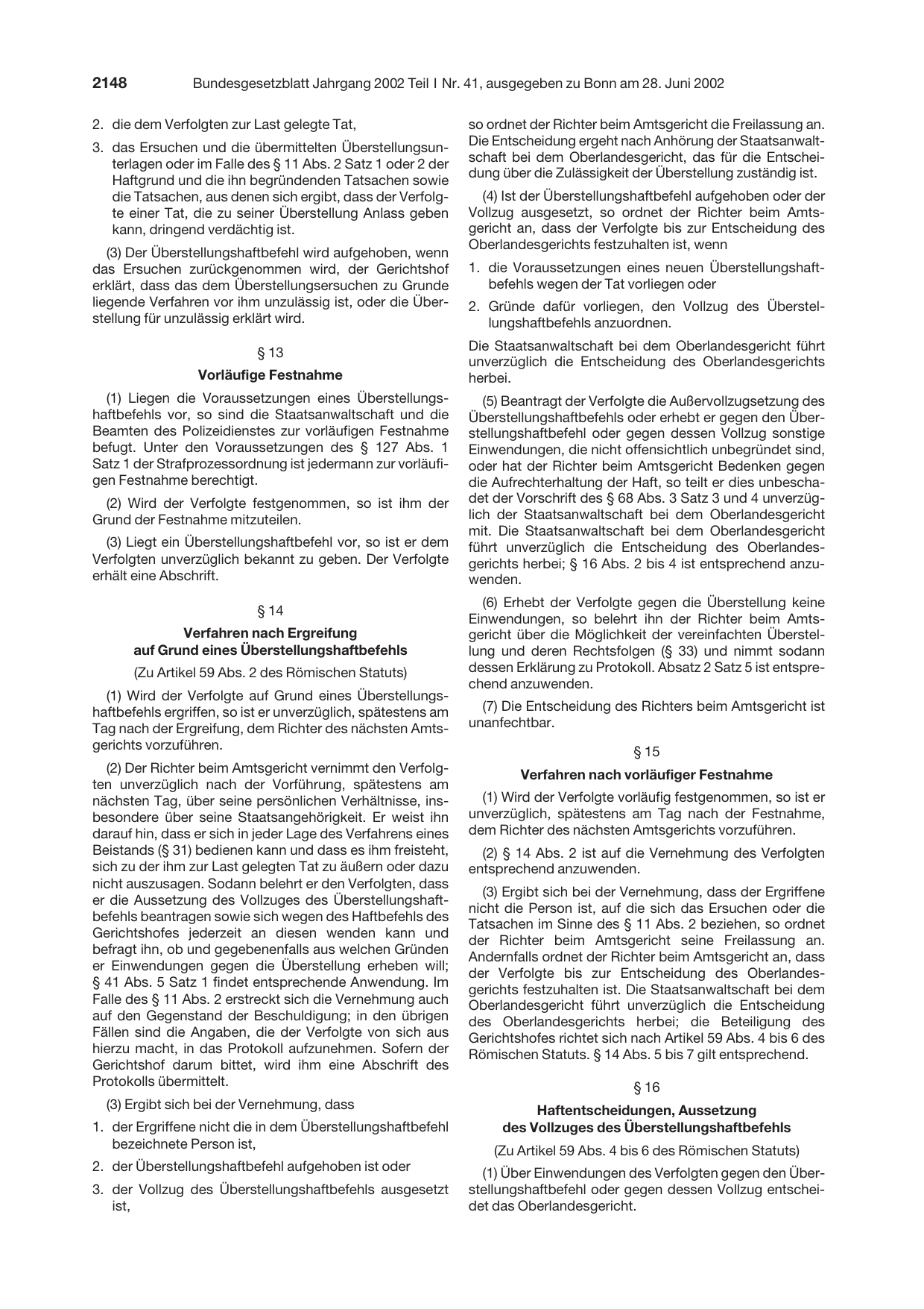 BGBl. 2002, Seite 2148 — Originalseite als Abbildung