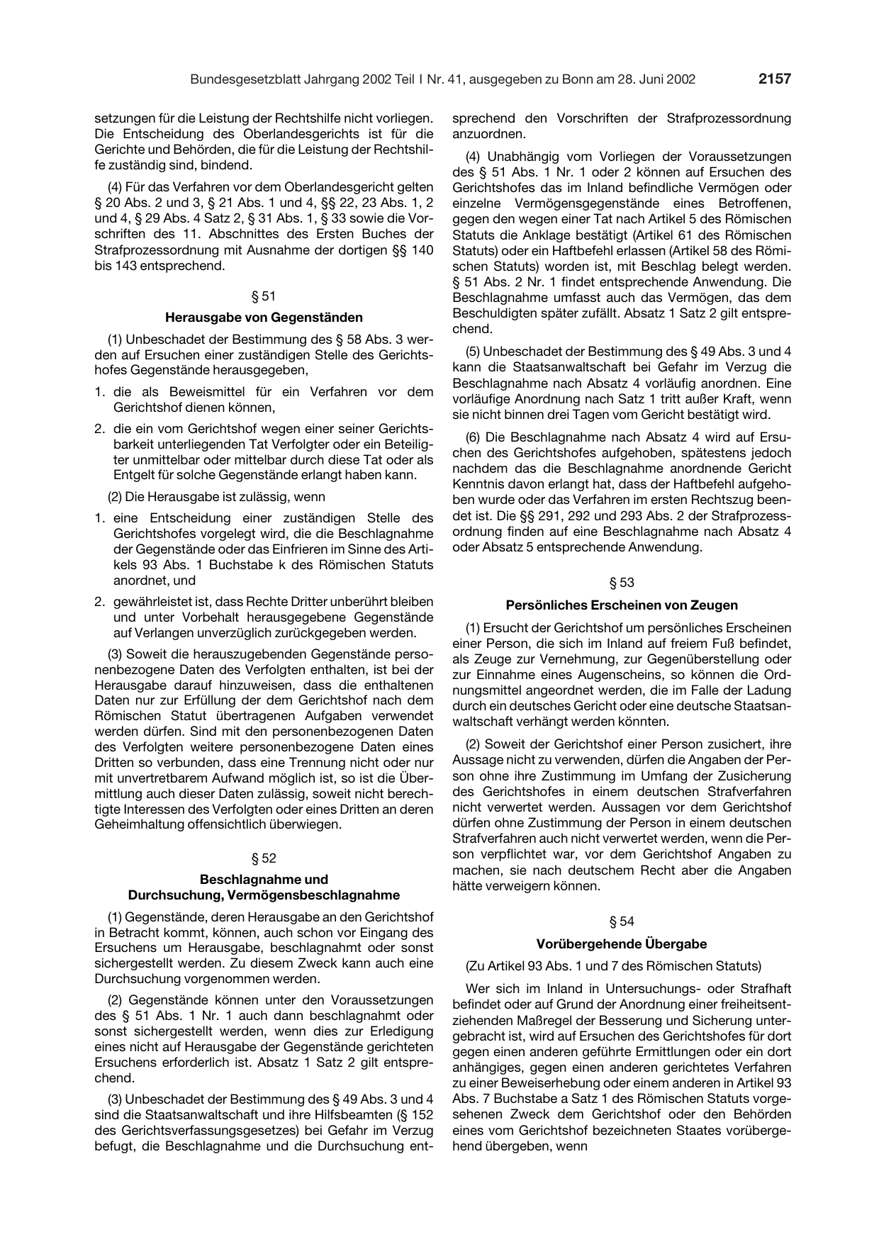 BGBl. 2002, Seite 2157 — Originalseite als Abbildung