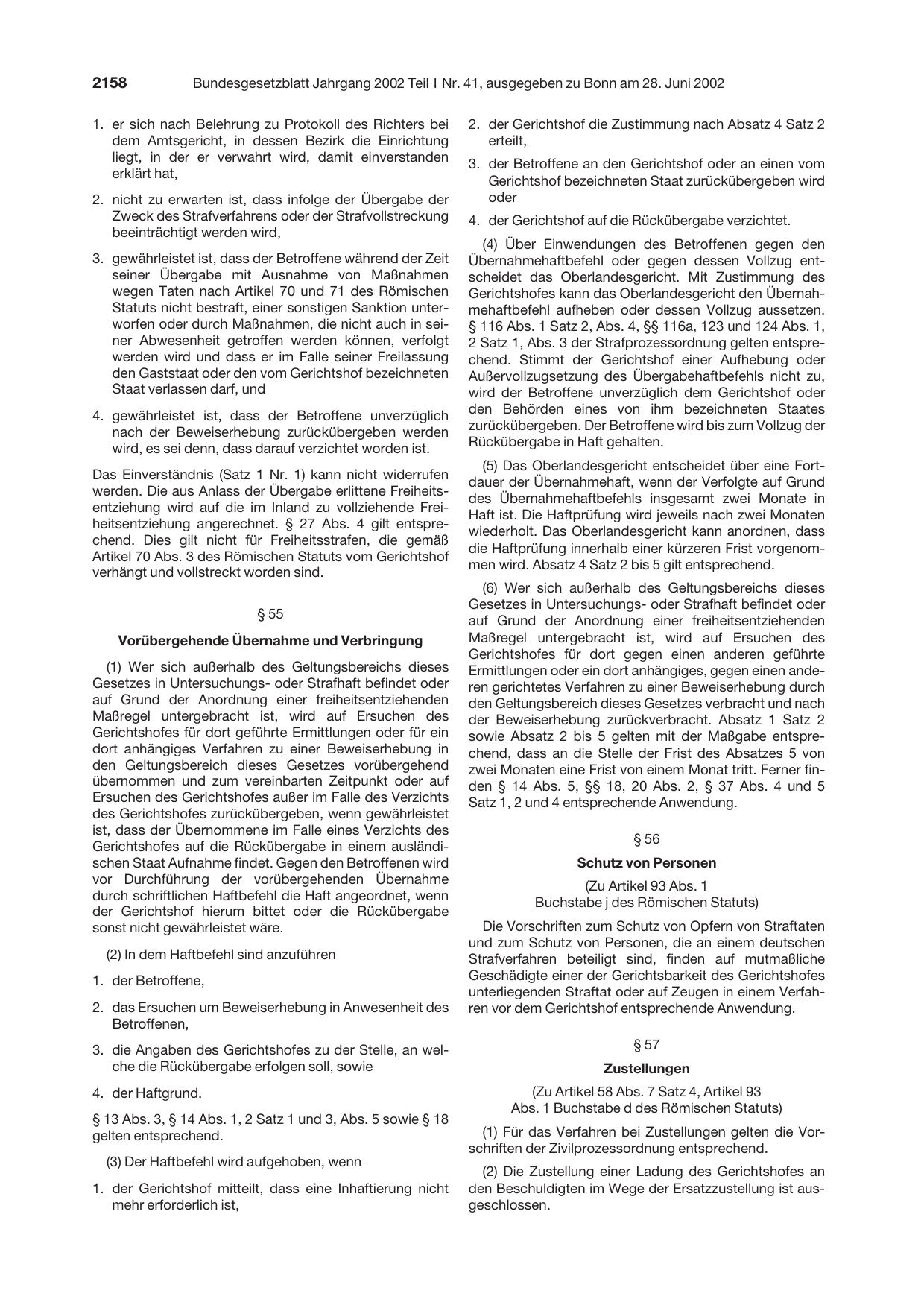 BGBl. 2002, Seite 2158 — Originalseite als Abbildung