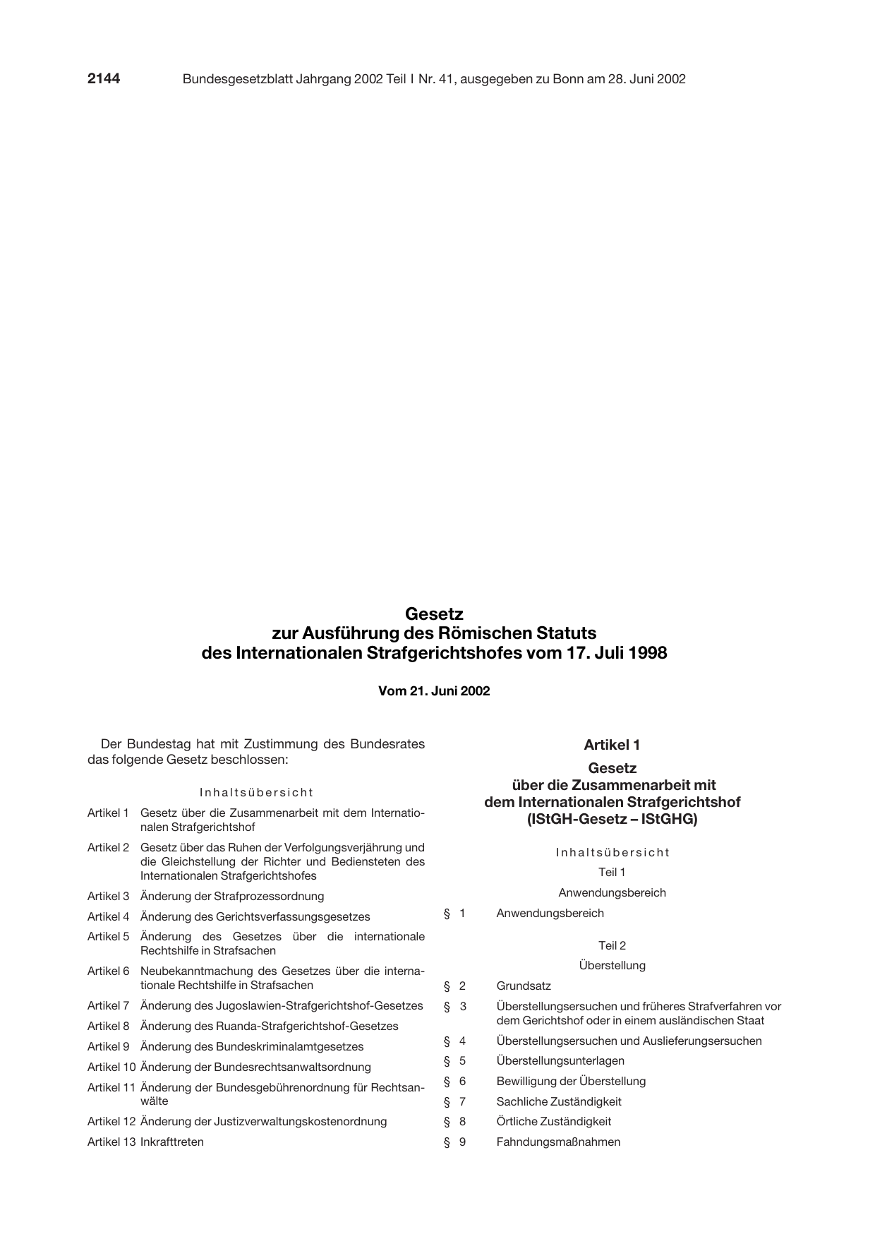 BGBl. 2002, Seite 2144 — Originalseite als Abbildung