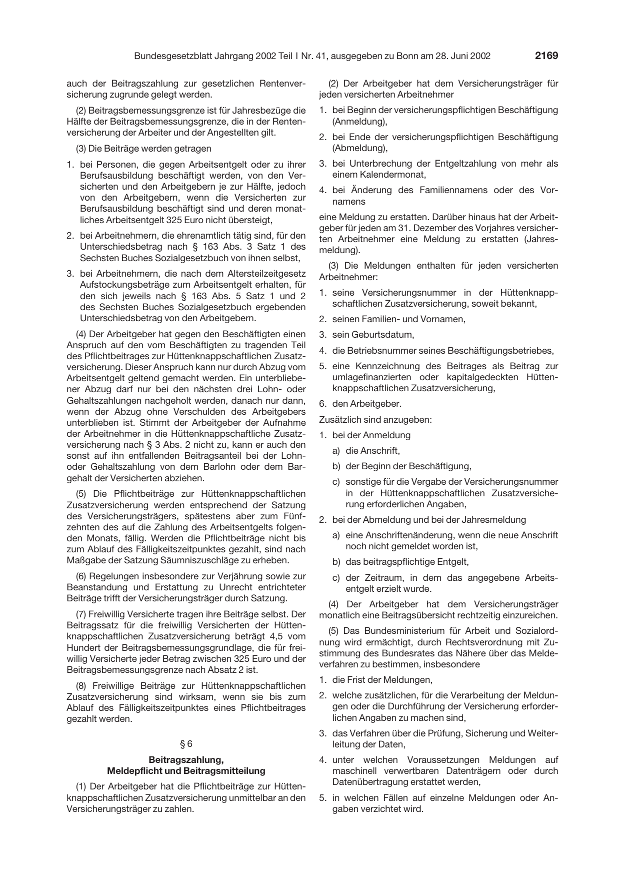 BGBl. 2002, Seite 2169 — Originalseite als Abbildung