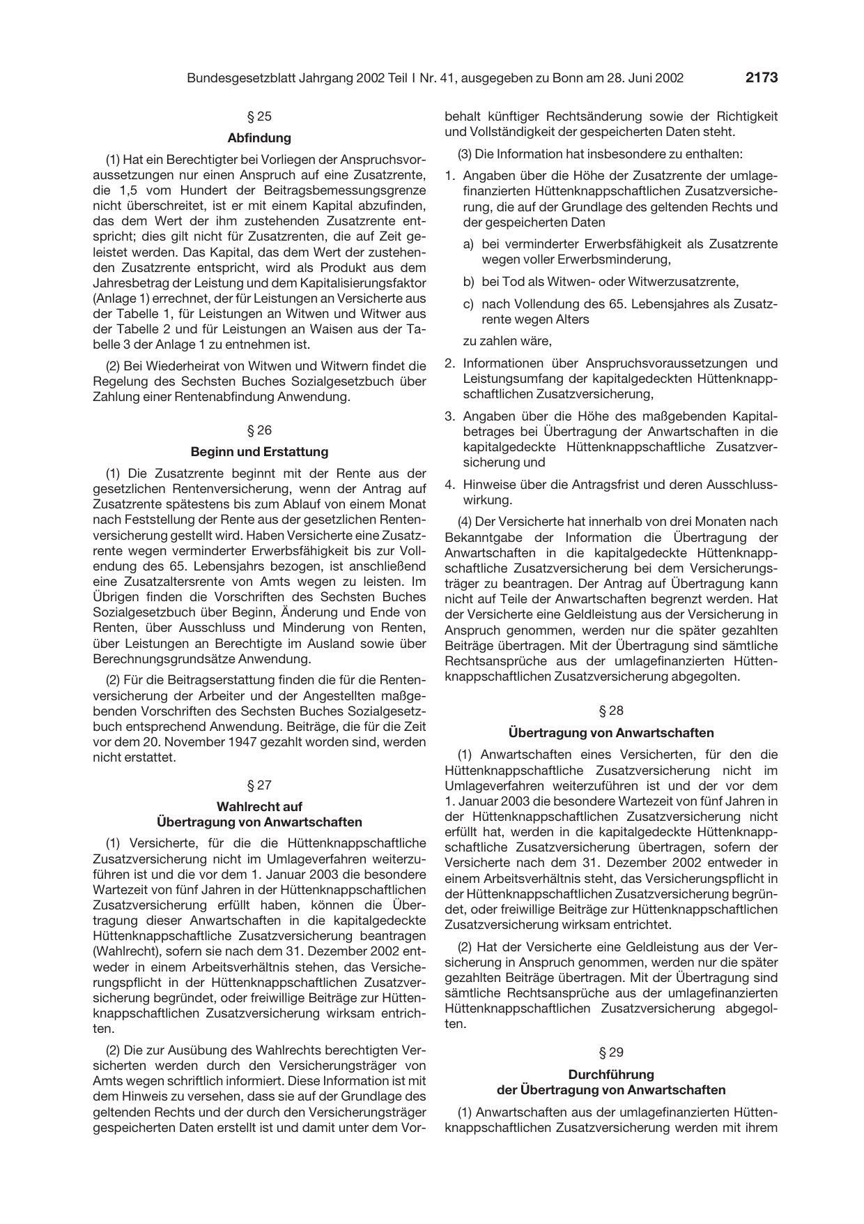 BGBl. 2002, Seite 2173 — Originalseite als Abbildung