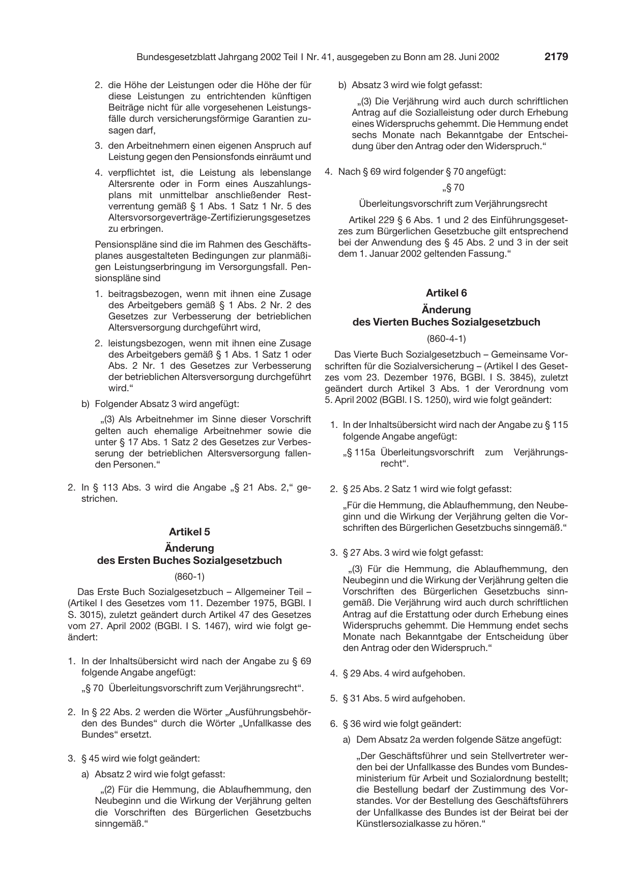 BGBl. 2002, Seite 2179 — Originalseite als Abbildung