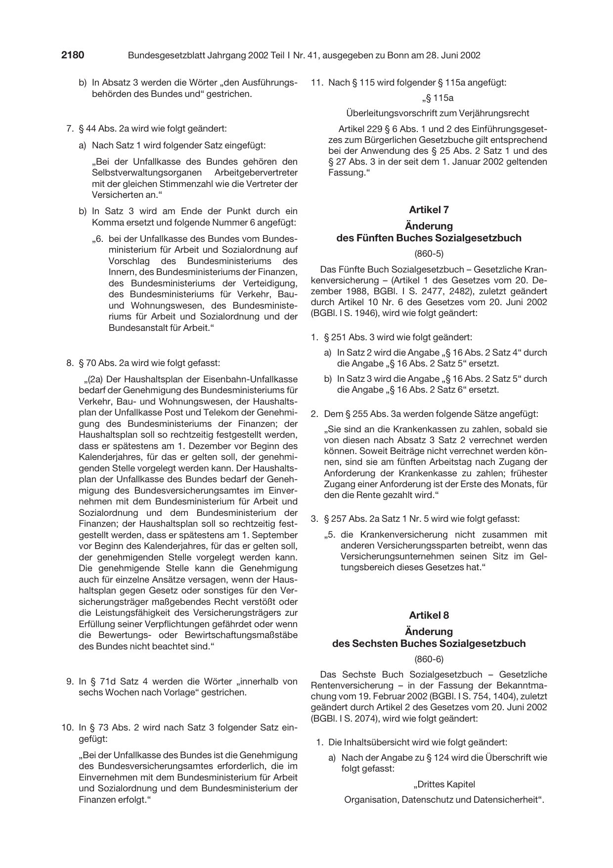 BGBl. 2002, Seite 2180 — Originalseite als Abbildung
