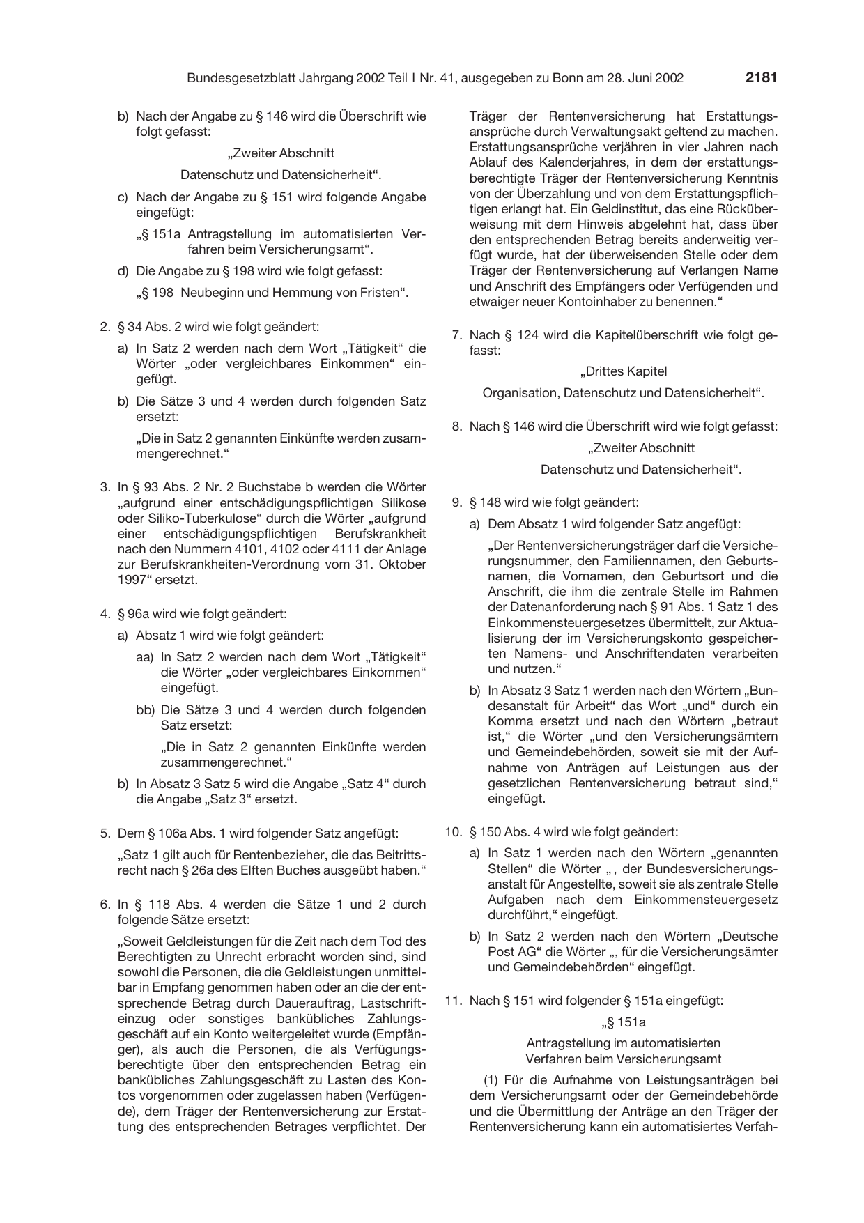 BGBl. 2002, Seite 2181 — Originalseite als Abbildung