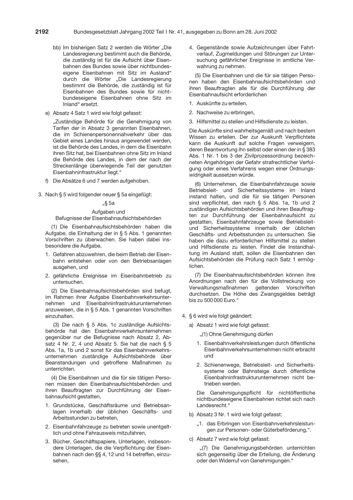 BGBl. 2002, Seite 2192 — Originalseite als Abbildung