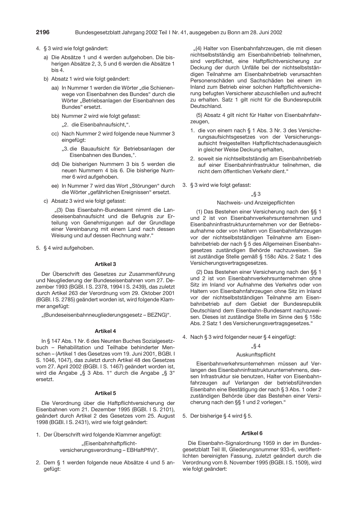 BGBl. 2002, Seite 2196 — Originalseite als Abbildung
