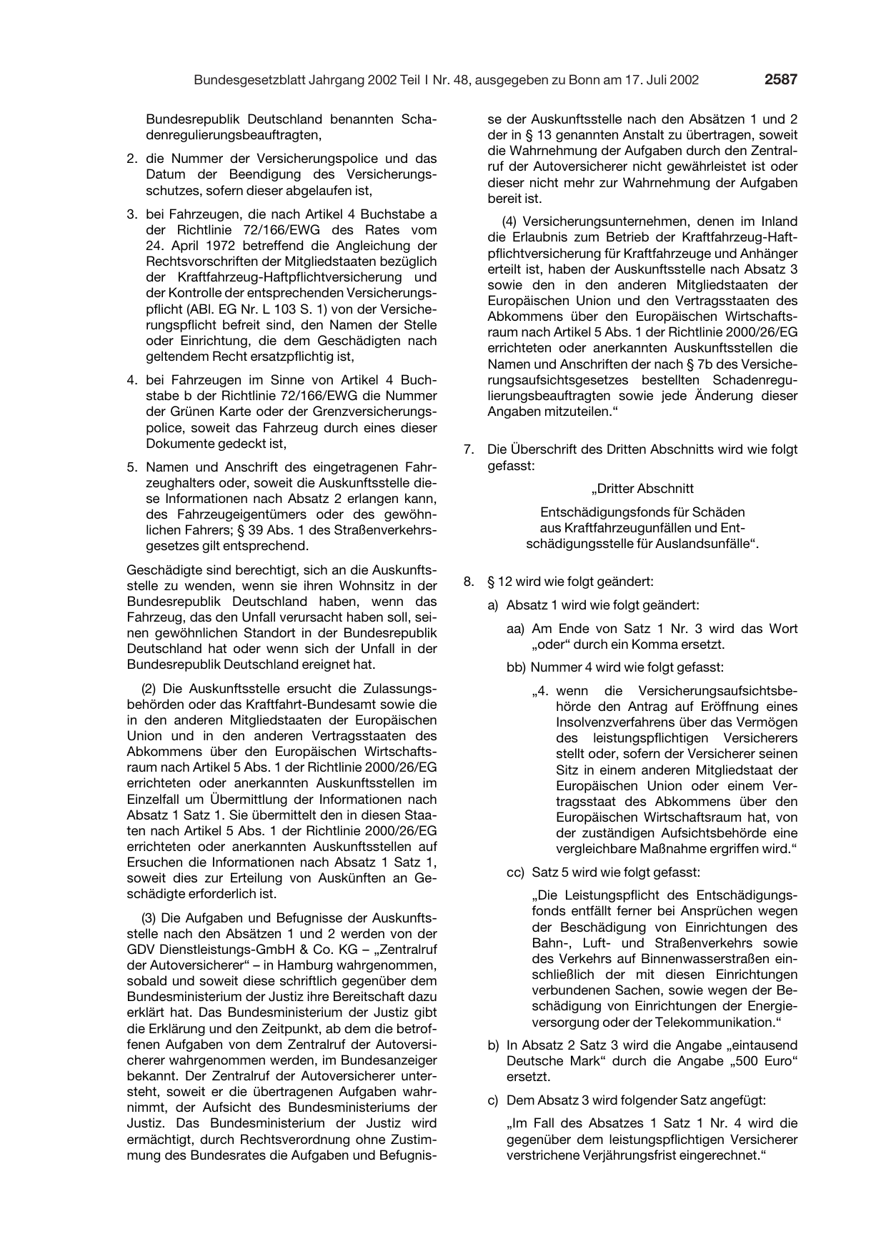 BGBl. 2002, Seite 2587 — Originalseite als Abbildung