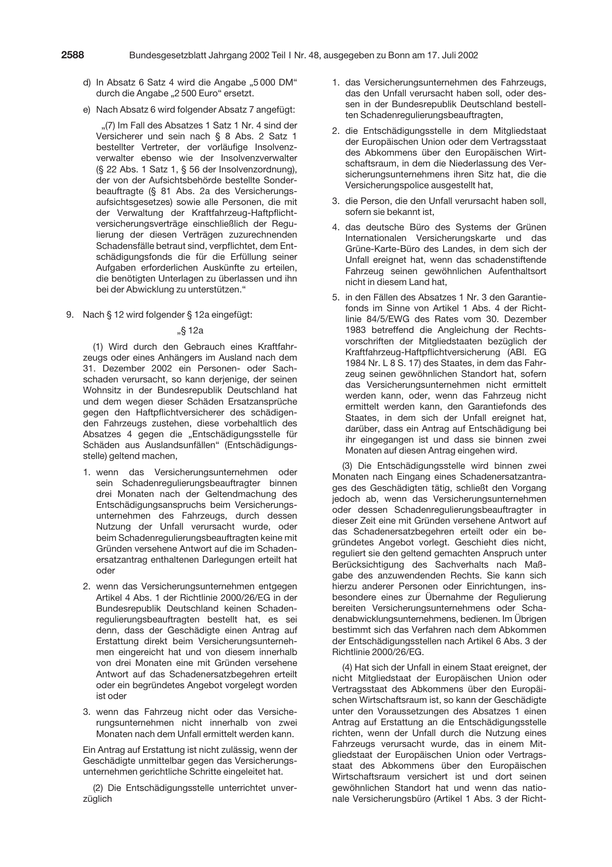 BGBl. 2002, Seite 2588 — Originalseite als Abbildung