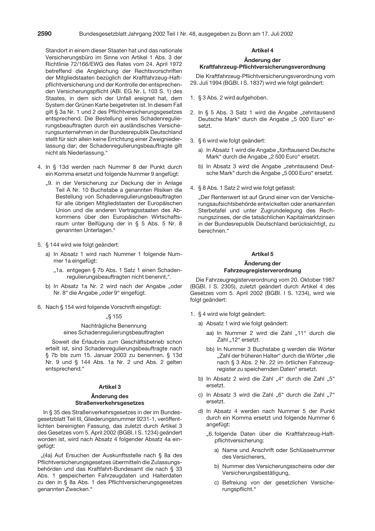 BGBl. 2002, Seite 2590 — Originalseite als Abbildung