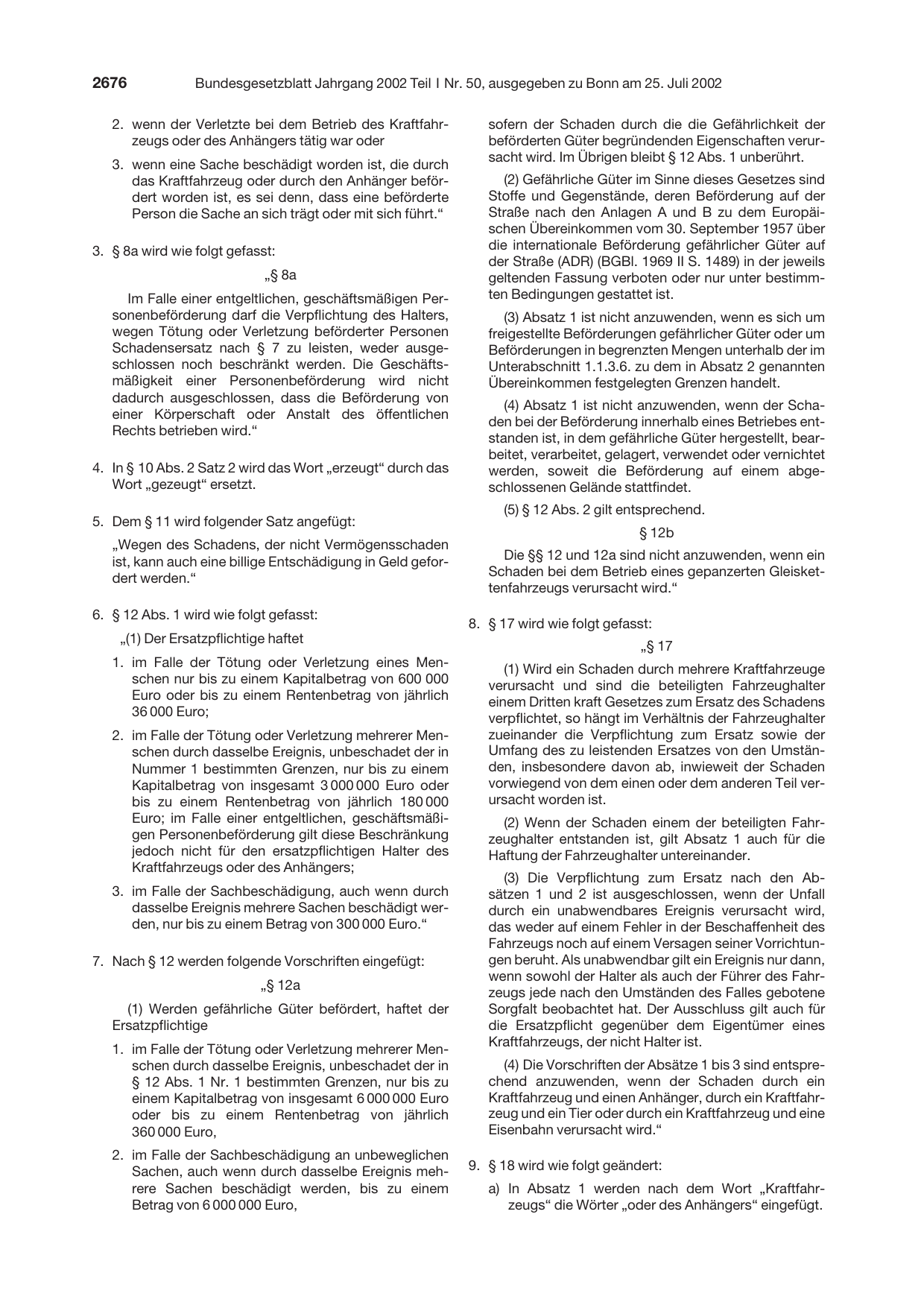BGBl. 2002, Seite 2676 — Originalseite als Abbildung