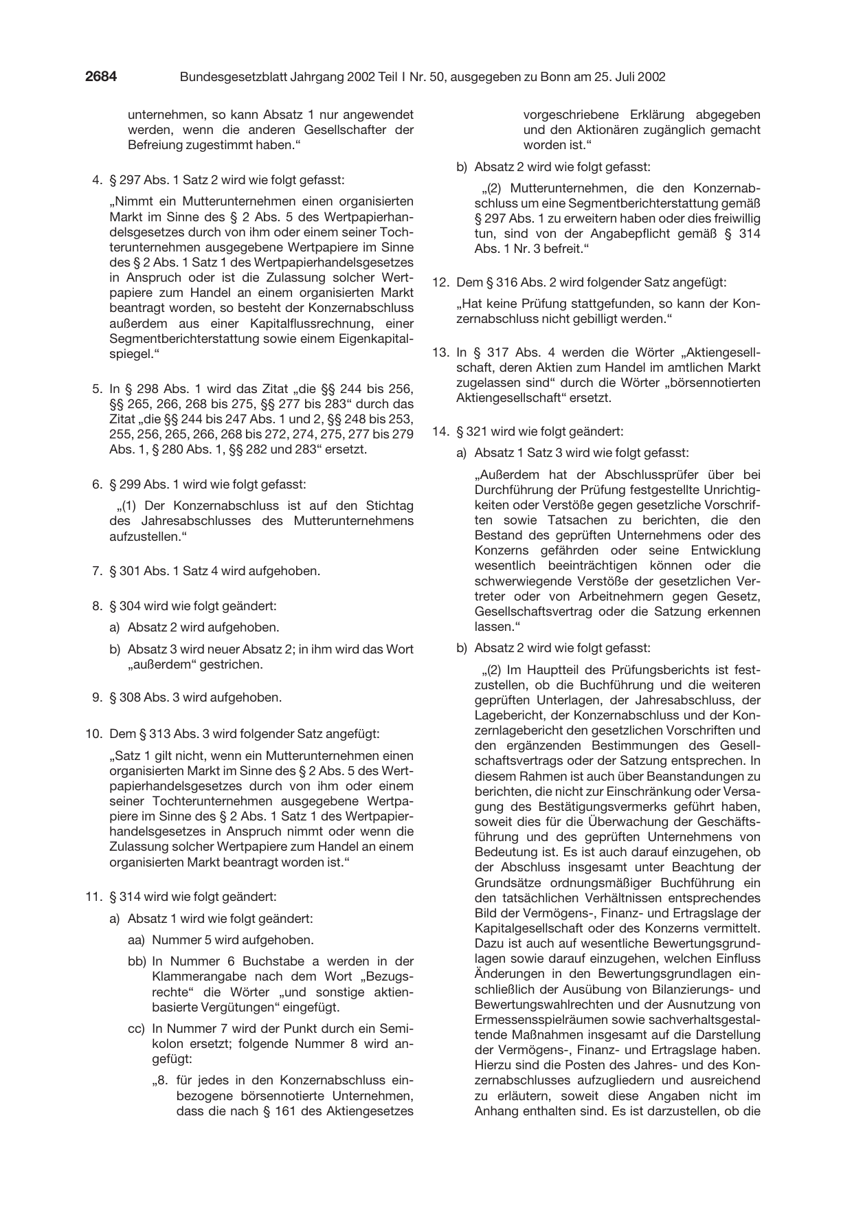BGBl. 2002, Seite 2684 — Originalseite als Abbildung