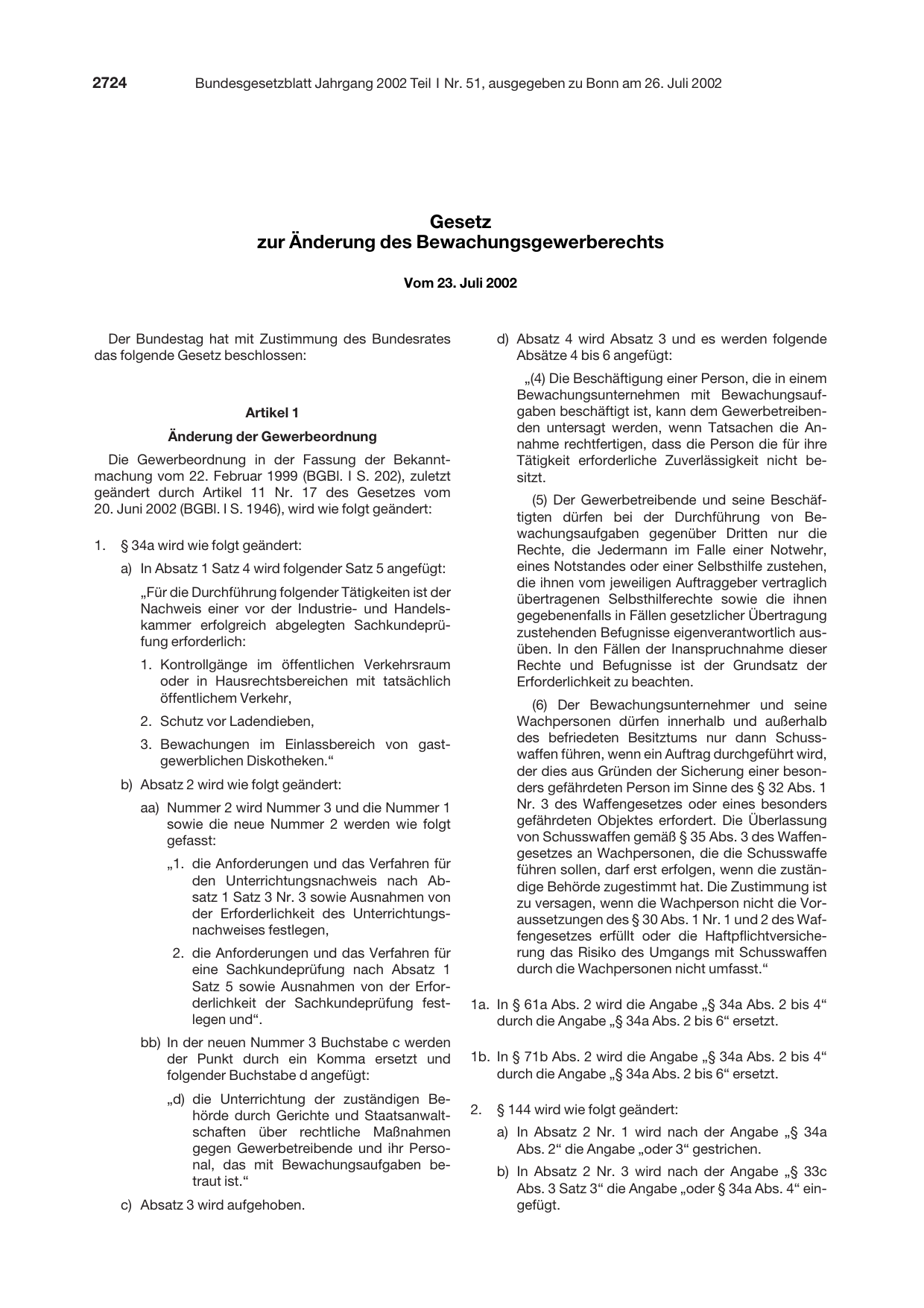 BGBl. 2002, Seite 2724 — Originalseite als Abbildung
