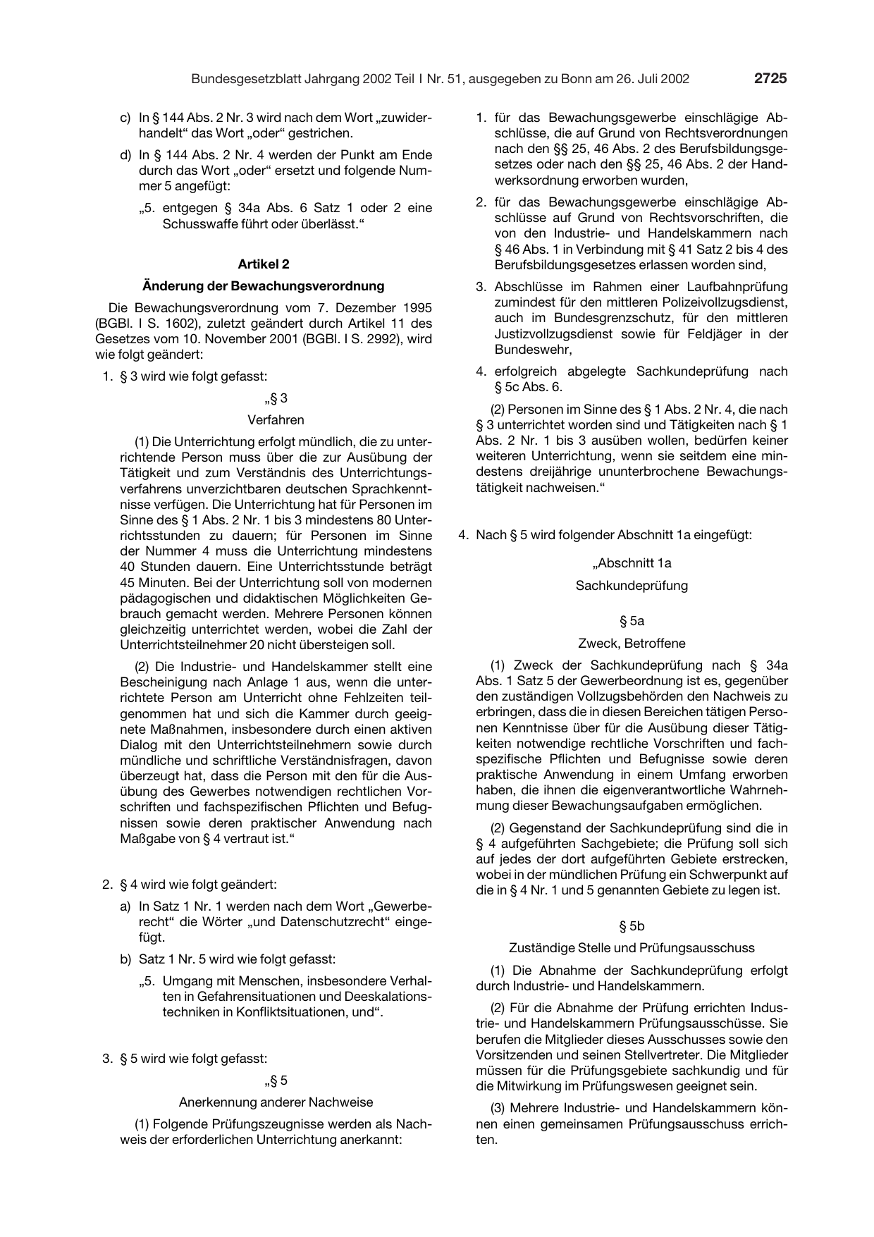 BGBl. 2002, Seite 2725 — Originalseite als Abbildung