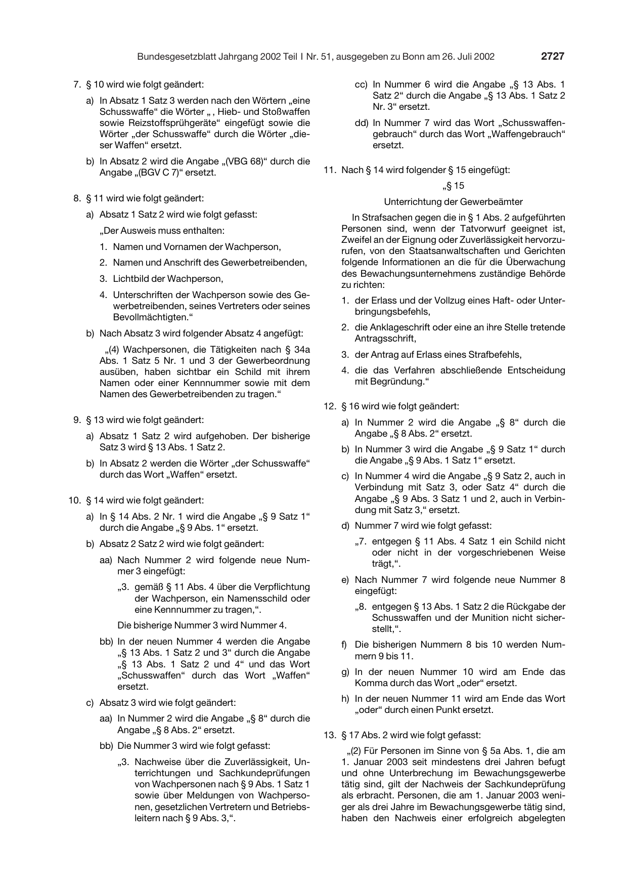 BGBl. 2002, Seite 2727 — Originalseite als Abbildung
